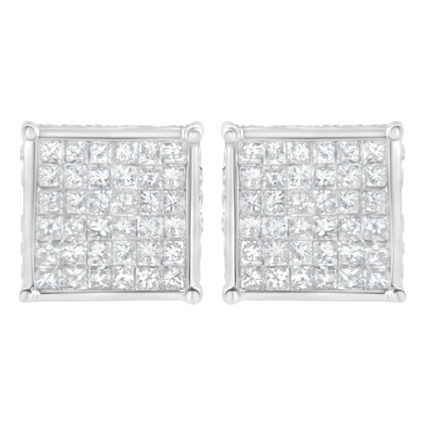 10K White Gold 2ct TDW Princess-Cut Composite Diamond Stud Earring (I-J ,I2-I3)-0