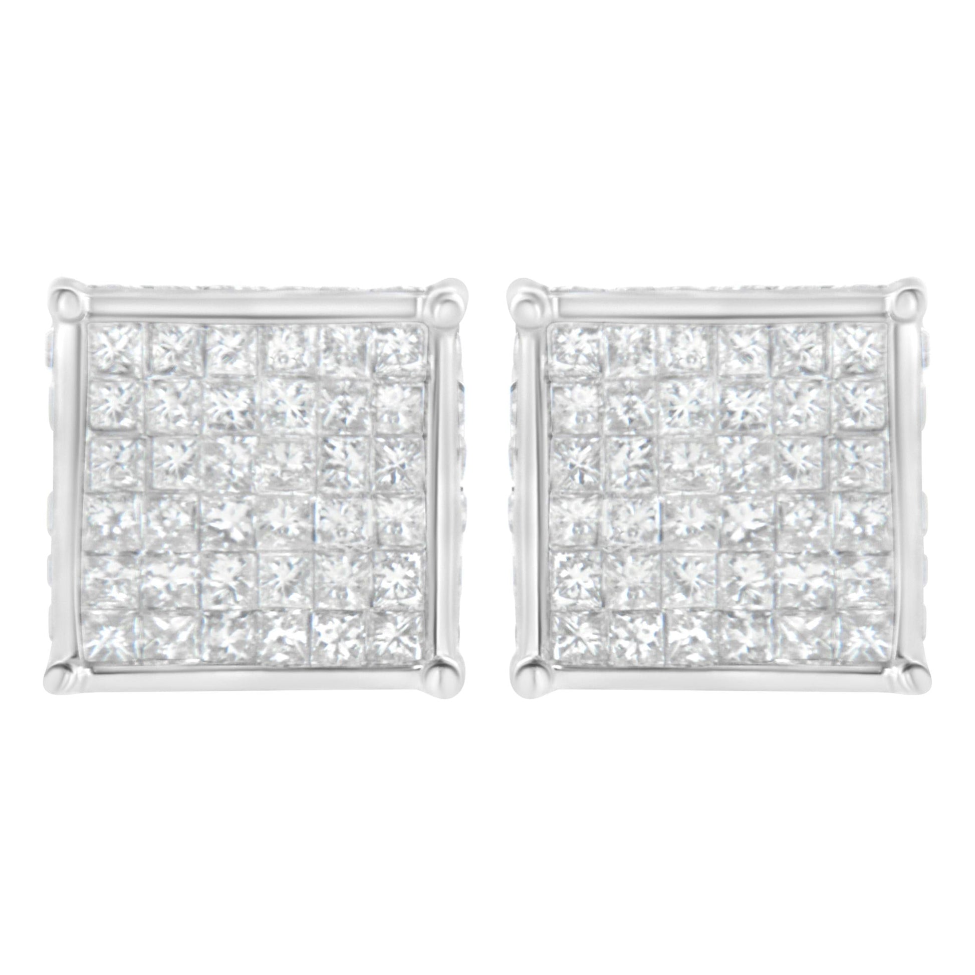 10K White Gold 2ct TDW Princess-Cut Composite Diamond Stud Earring (I-J ,I2-I3)-0