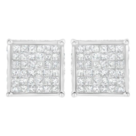 10K White Gold 2ct TDW Princess-Cut Composite Diamond Stud Earring (I-J ,I2-I3)-0