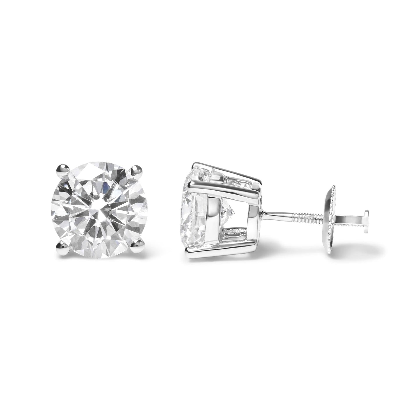 IGI Certified 14K White Gold 5.00 Cttw Round Brilliant-Cut Lab Grown Diamond Classic 4-Prong Stud Earrings with Screw Backs (F-G Color, SI1 Clarity)-3