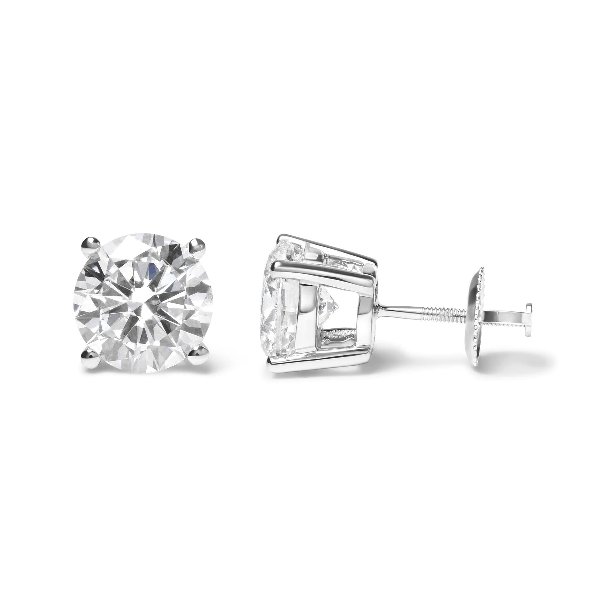 IGI Certified 14K White Gold 5.00 Cttw Round Brilliant-Cut Lab Grown Diamond Classic 4-Prong Stud Earrings with Screw Backs (F-G Color, SI1 Clarity)-3