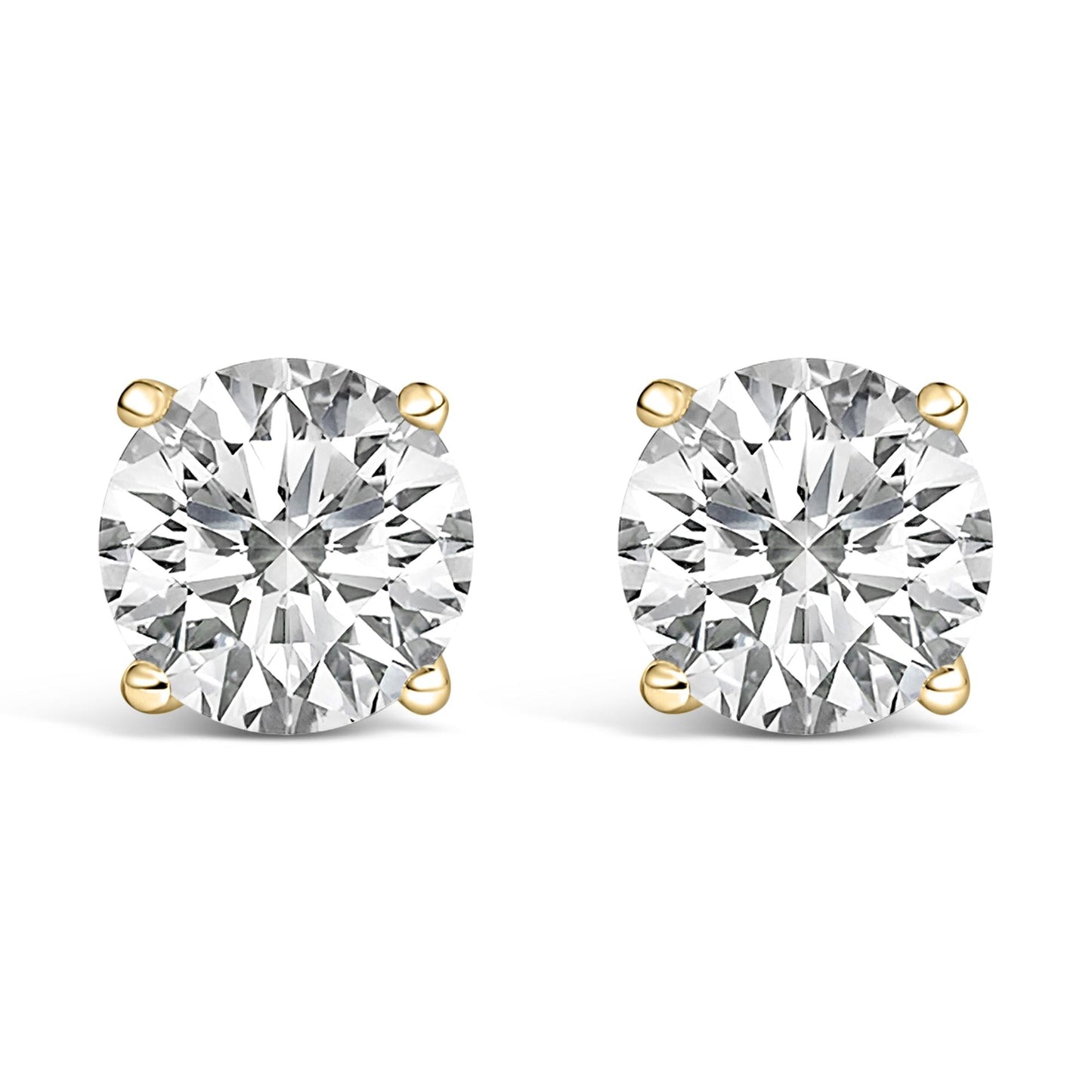 14K Gold Round Lab Grown Diamond Solitaire Stud Earrings with Screw Backs-1