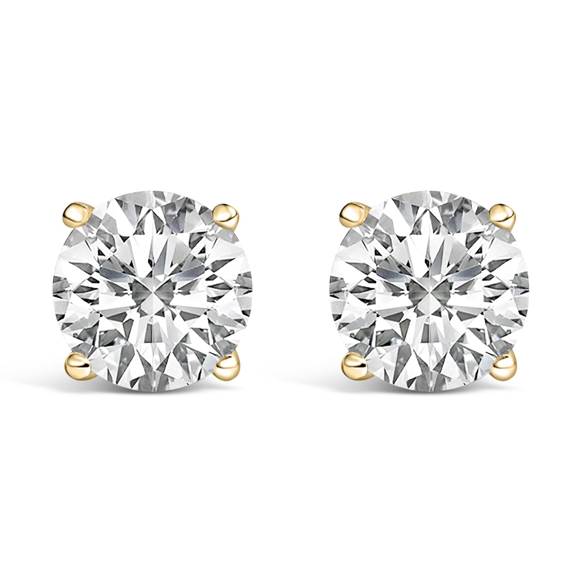 14K Gold Round Lab Grown Diamond Solitaire Stud Earrings with Screw Backs-1
