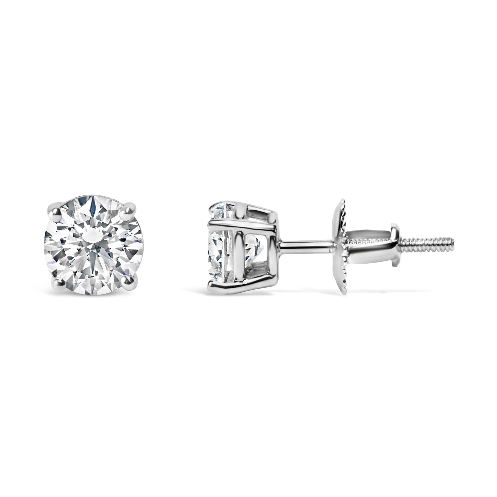 14K Gold 3.0 Cttw Lab Grown Diamond Solitaire Stud Earrings-3