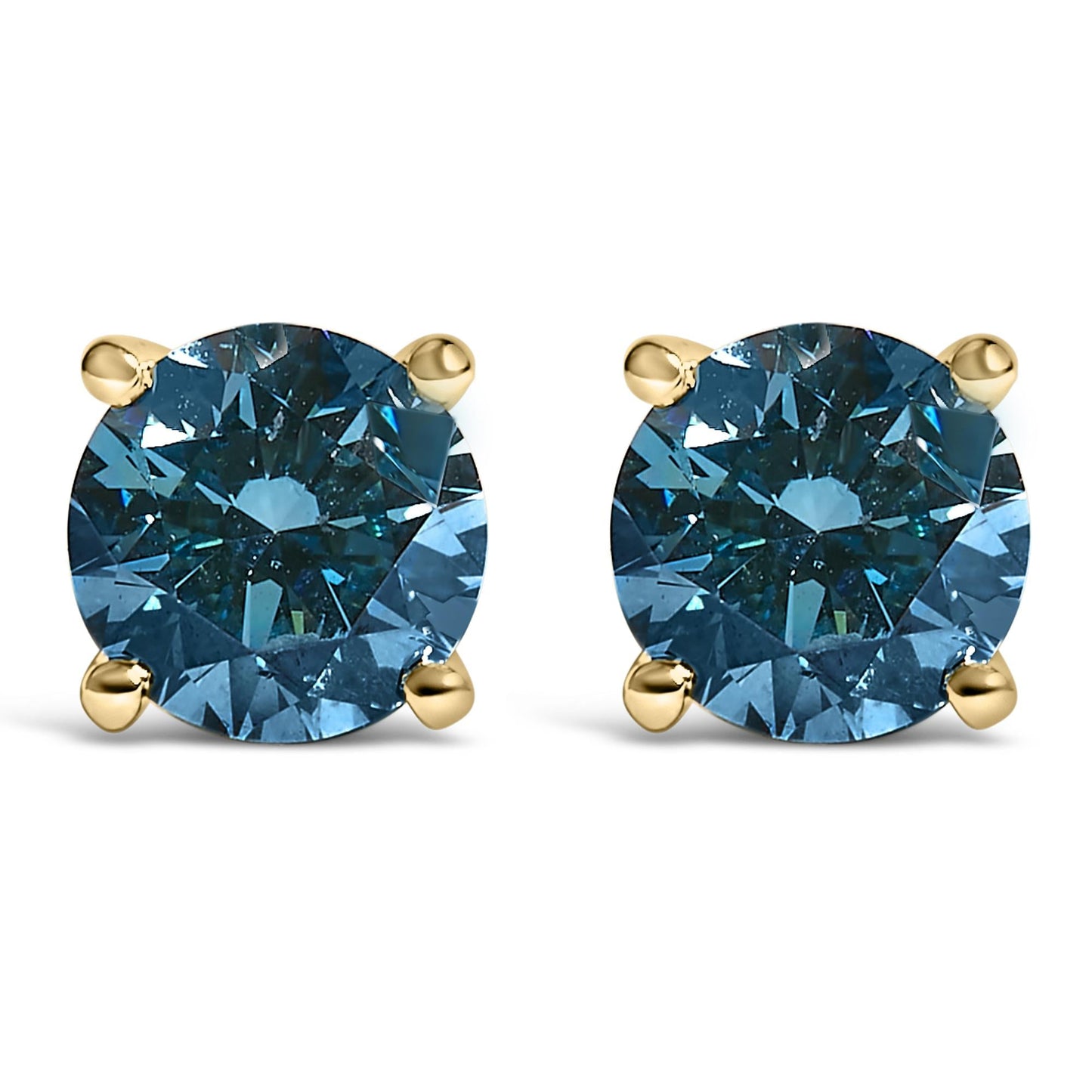 14K Gold Blue Lab Grown Diamond Stud Earrings with Screw Backs-0