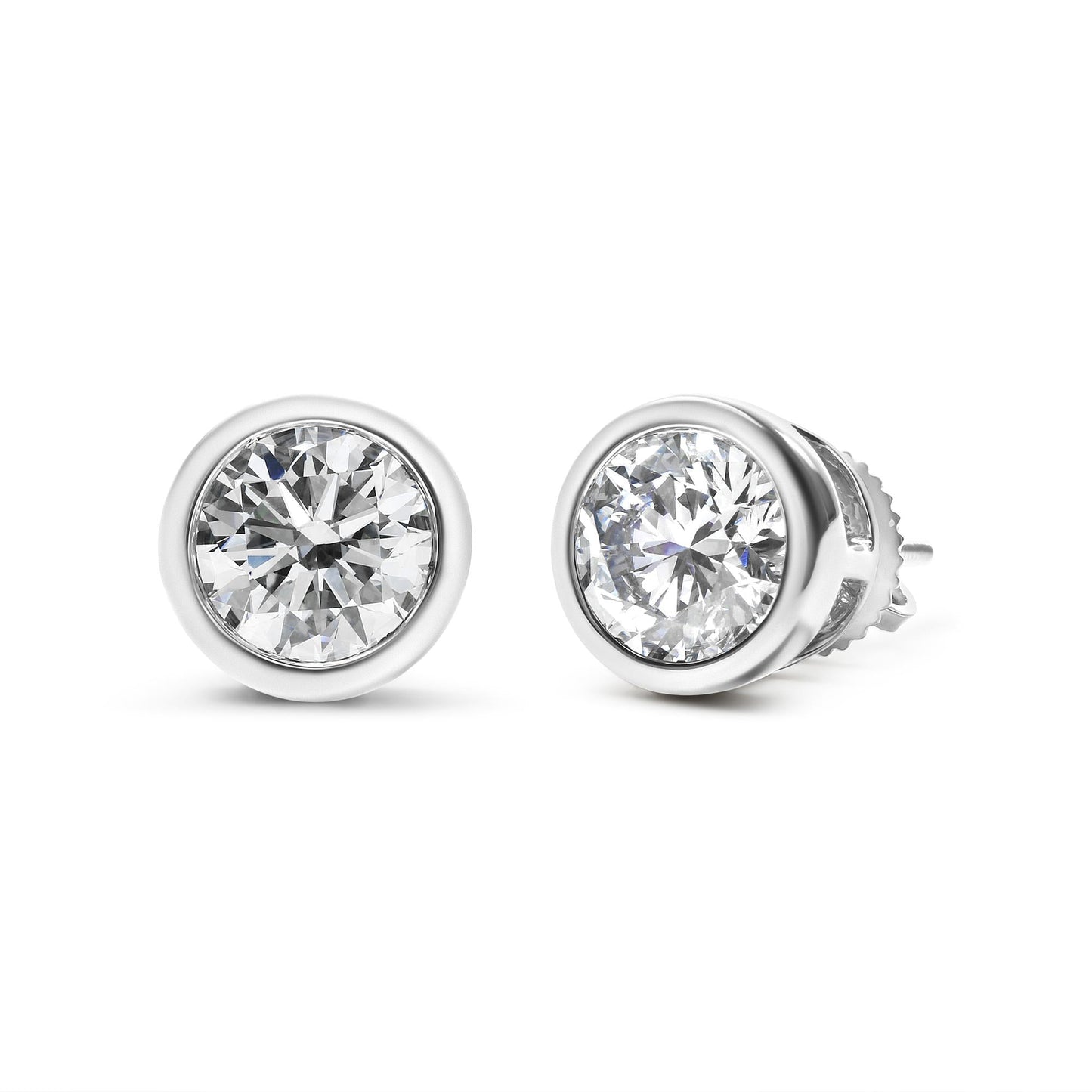 14K Gold Lab Grown Diamond Screw-Back Classic Bezel Solitaire Stud Earrings (G-H Color, VS2-SI1 Clarity)-3