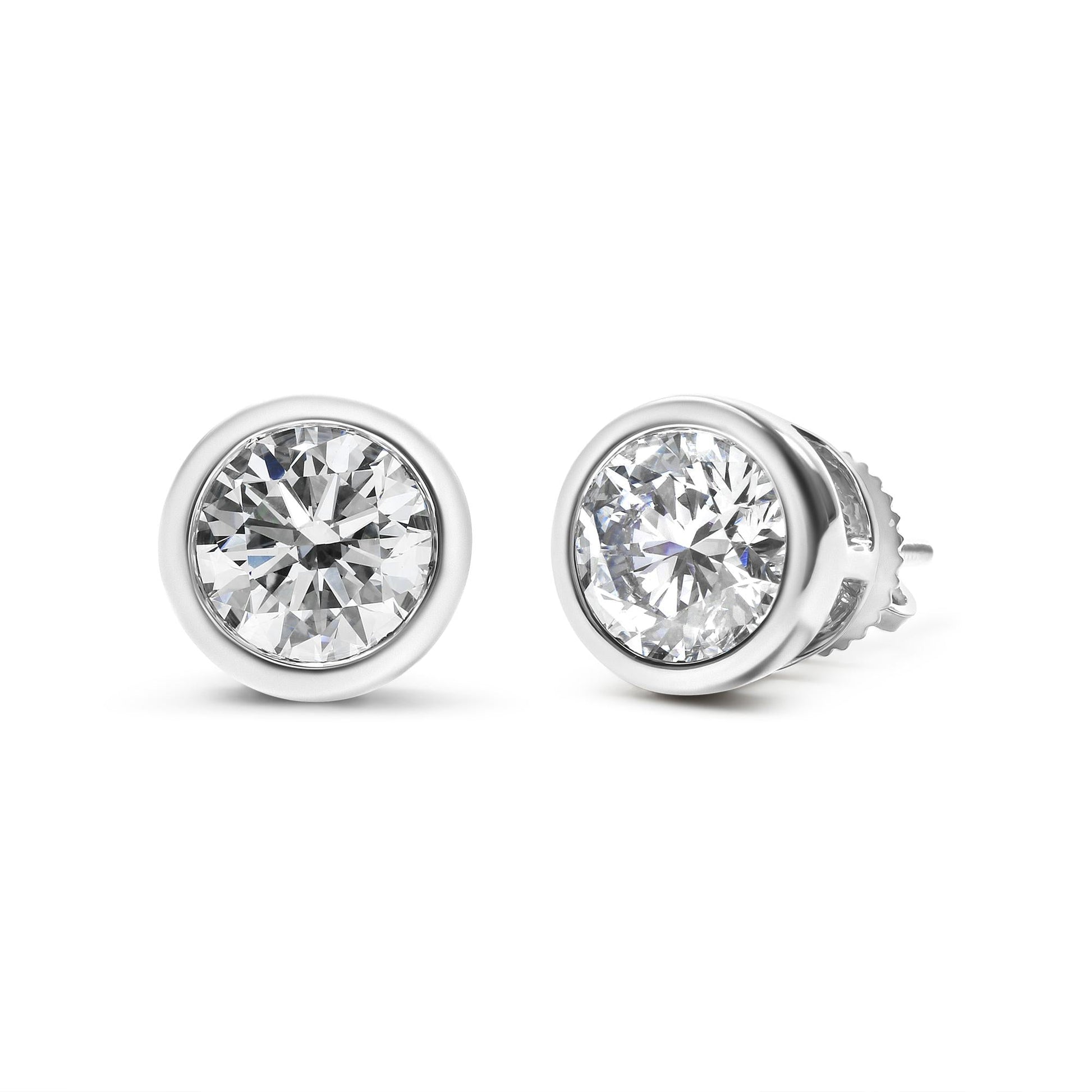 14K Gold Lab Grown Diamond Screw-Back Classic Bezel Solitaire Stud Earrings (G-H Color, VS2-SI1 Clarity)-3