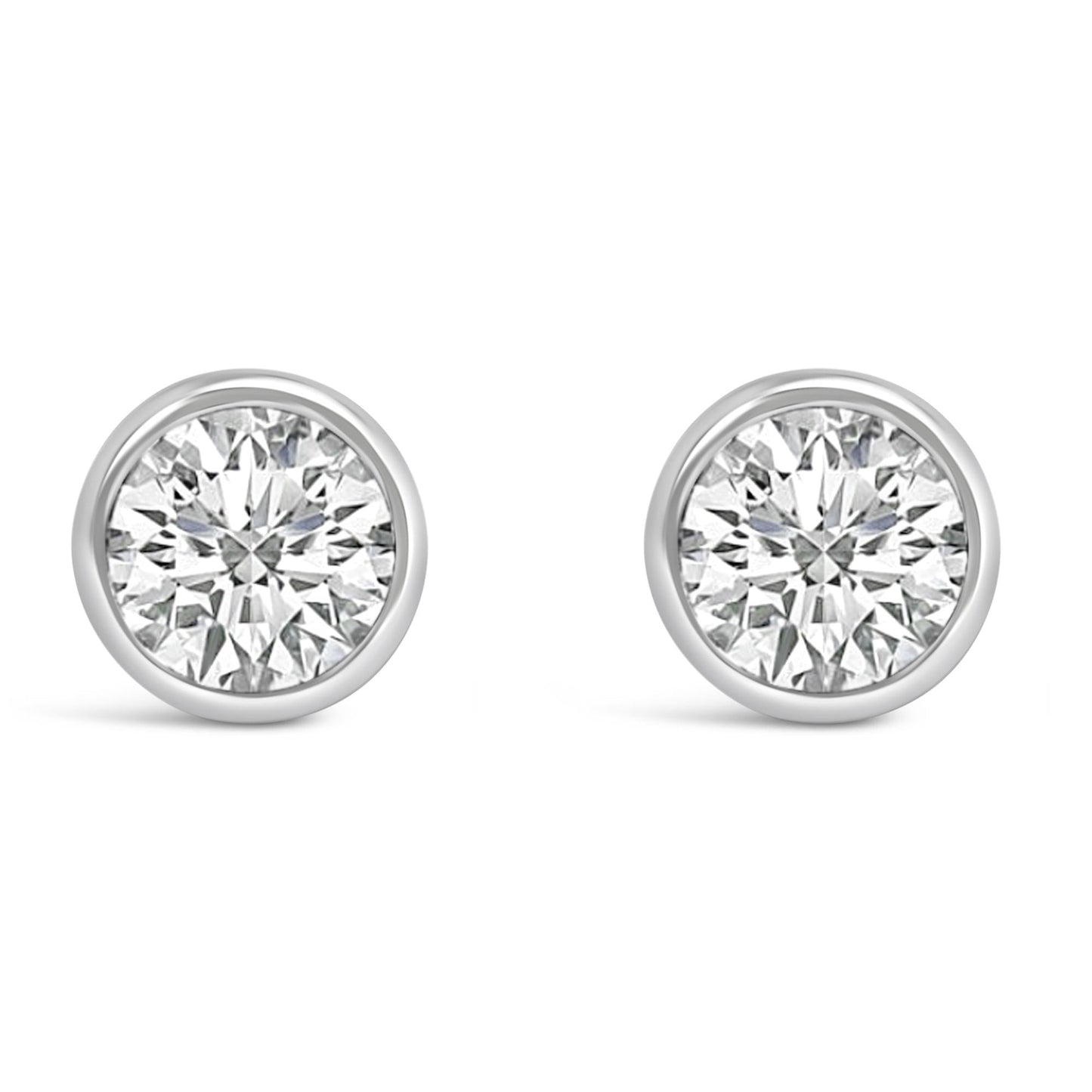 14K Gold Lab Grown Diamond Screw-Back Classic Bezel Solitaire Stud Earrings (G-H Color, VS2-SI1 Clarity)-1