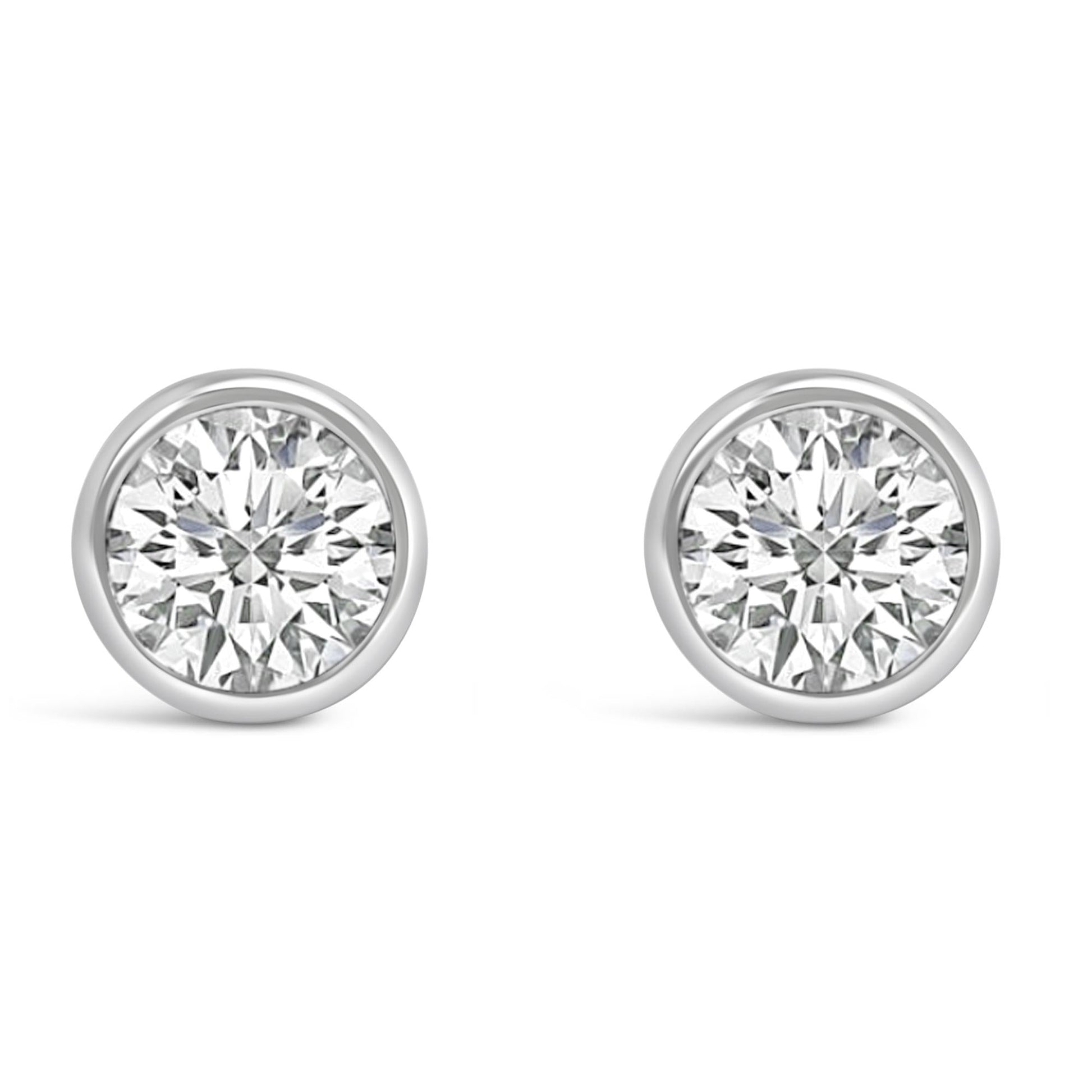 14K Gold Lab Grown Diamond Screw-Back Classic Bezel Solitaire Stud Earrings (G-H Color, VS2-SI1 Clarity)-1