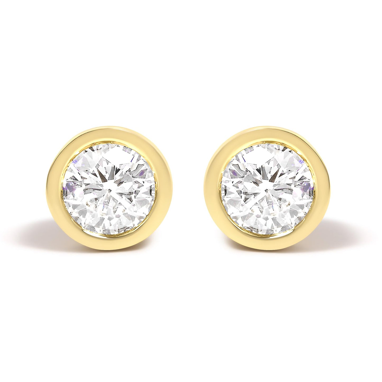 14K Gold Lab Grown Diamond Screw-Back Classic Bezel Solitaire Stud Earrings (G-H Color, VS2-SI1 Clarity)-0