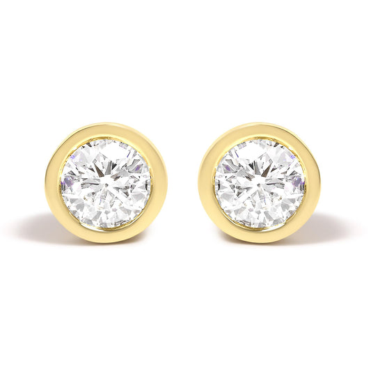 14K Gold Lab Grown Diamond Screw-Back Classic Bezel Solitaire Stud Earrings (G-H Color, VS2-SI1 Clarity)-0