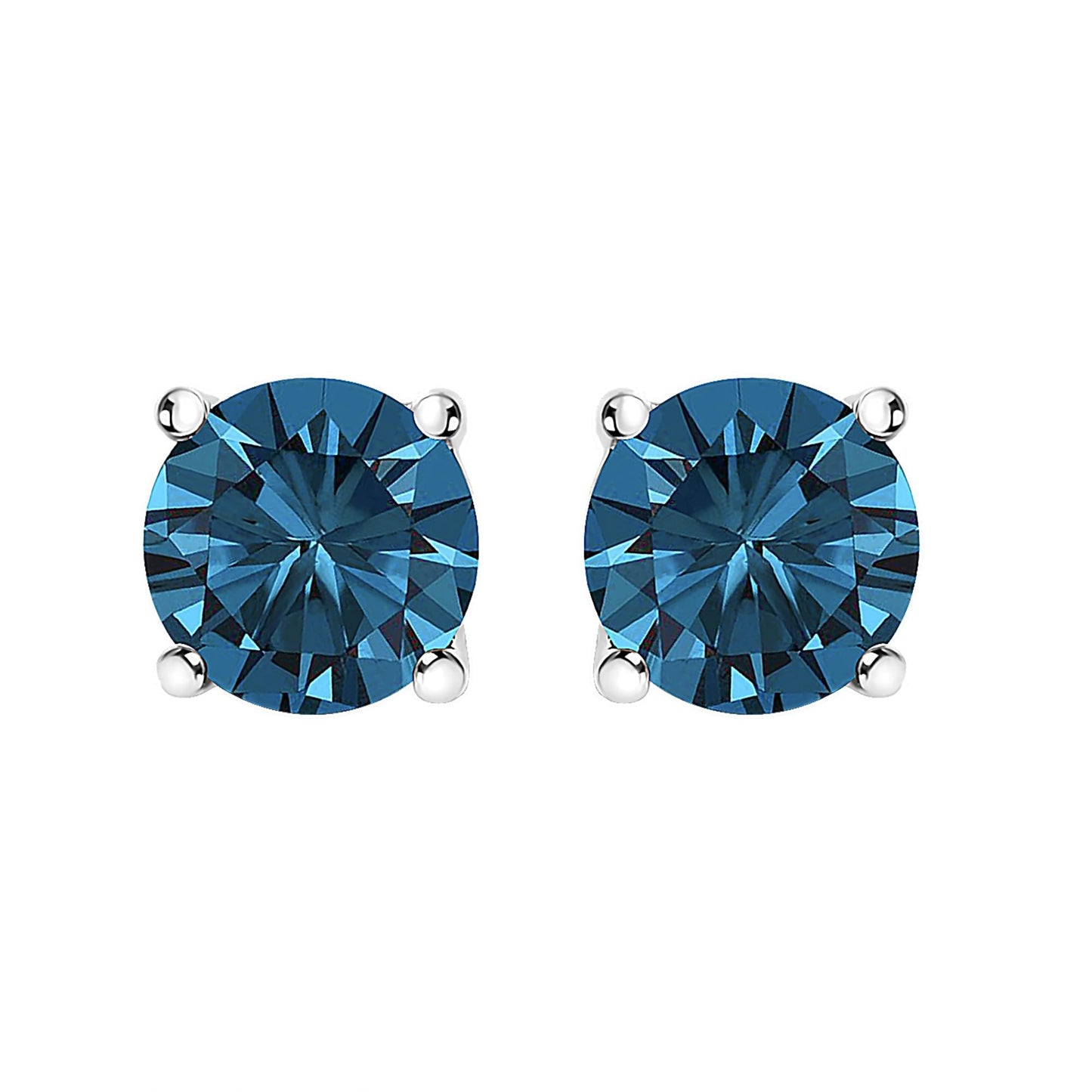 14K Gold Blue Lab Grown Diamond Stud Earrings with Screw Backs-5