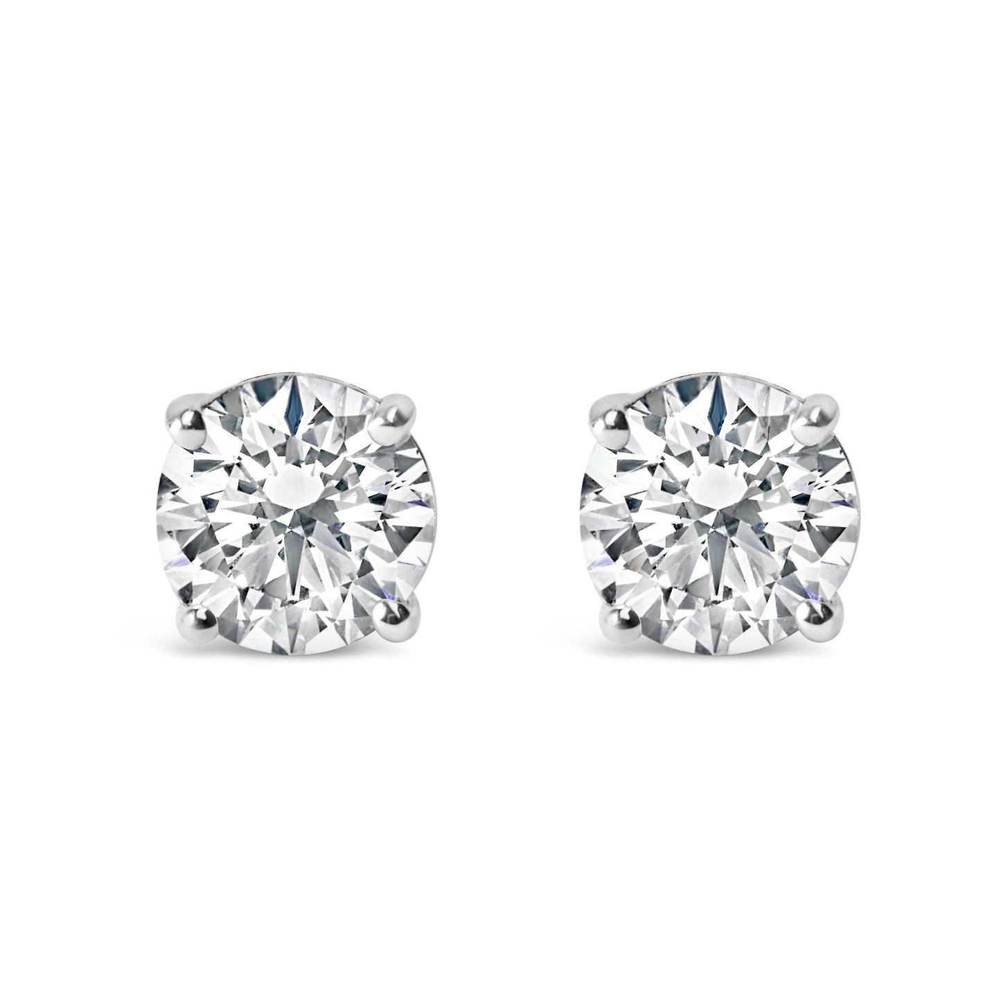 Platinum Round Lab Grown Diamond Solitaire Stud Earrings-2