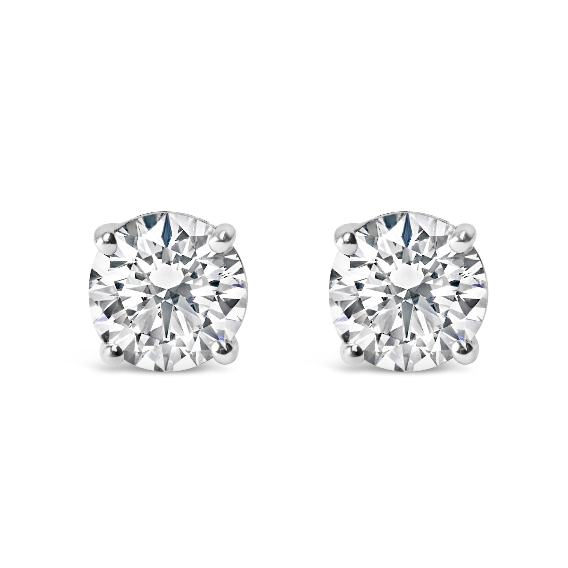 Platinum Round Lab Grown Diamond Solitaire Stud Earrings-2
