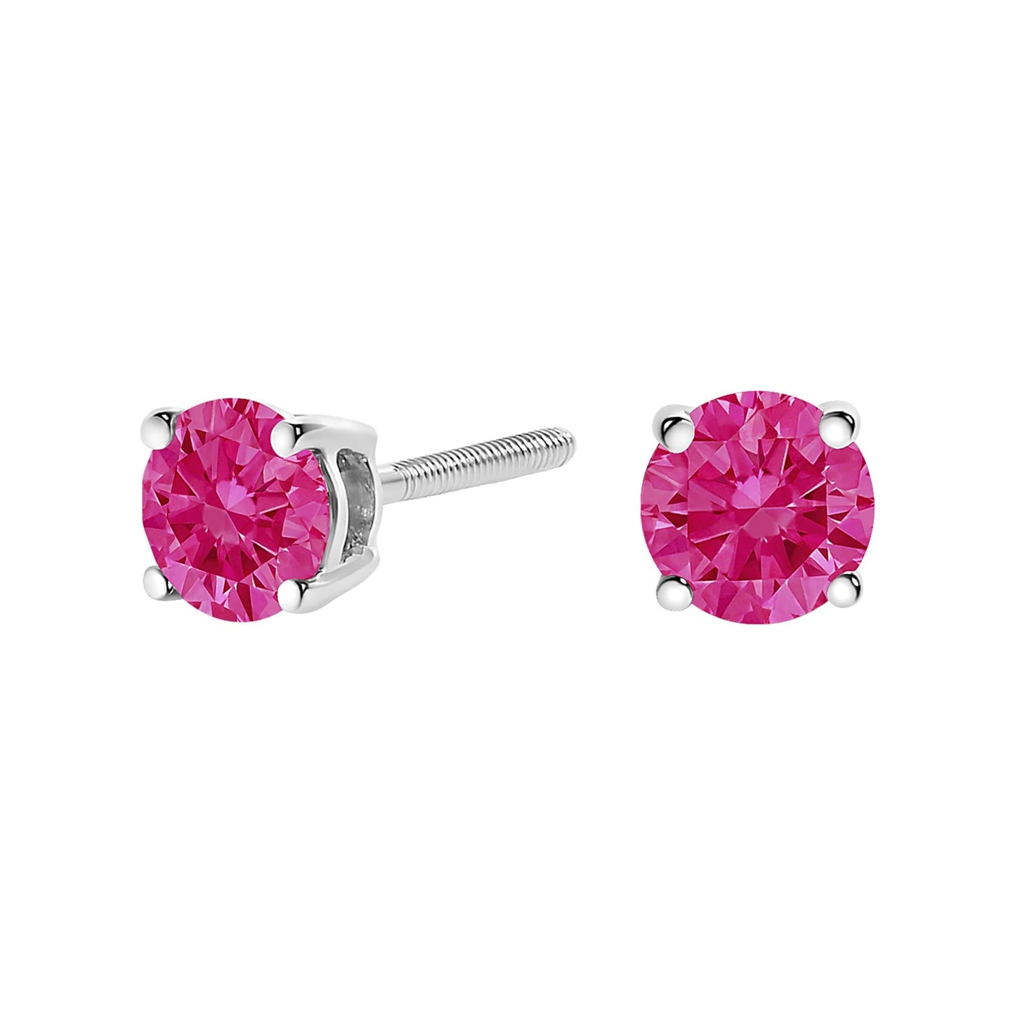 14K White Gold 1.0 Cttw Round Brilliant Cut Lab Grown Pink Diamond 4-Prong Classic Solitaire Earrings (Pink Color, VVS2-VS1 Clarity)-0