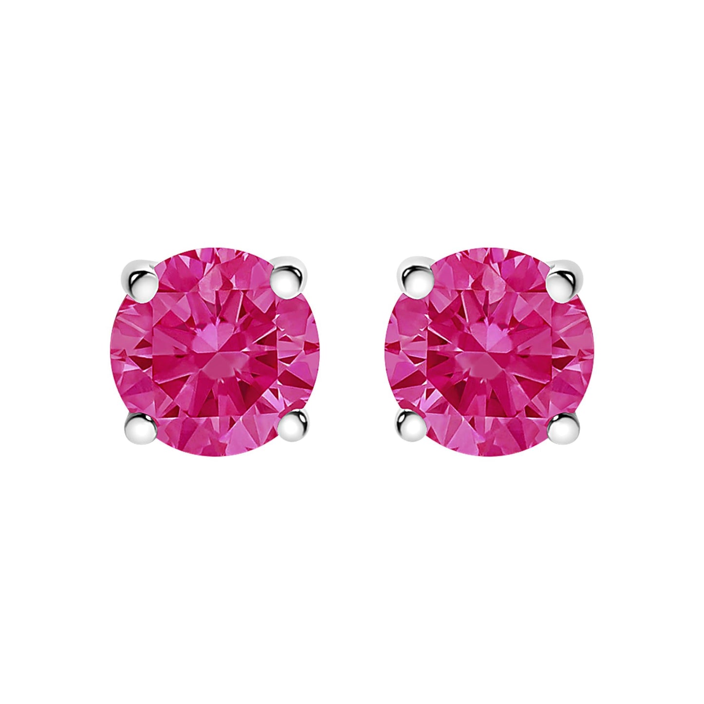 10K White Gold 1.0 Cttw Lab Created Round Brilliant Cut Pink Diamond Classic 4-Prong Solitaire Stud Earrings (Fancy Pink Color, VVS2-VS1 Clarity)-1