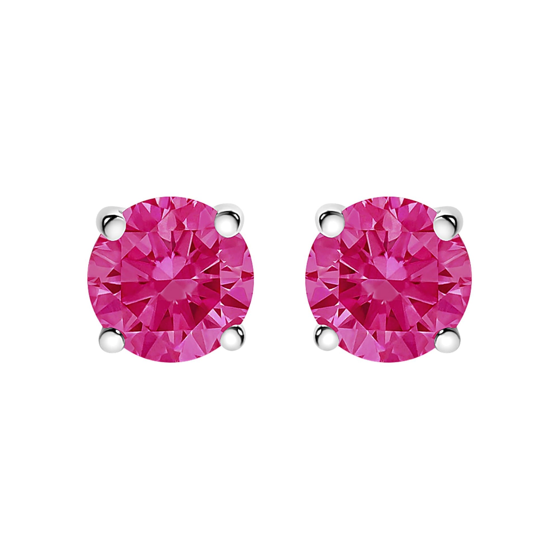 10K White Gold 1.0 Cttw Lab Created Round Brilliant Cut Pink Diamond Classic 4-Prong Solitaire Stud Earrings (Fancy Pink Color, VVS2-VS1 Clarity)-1