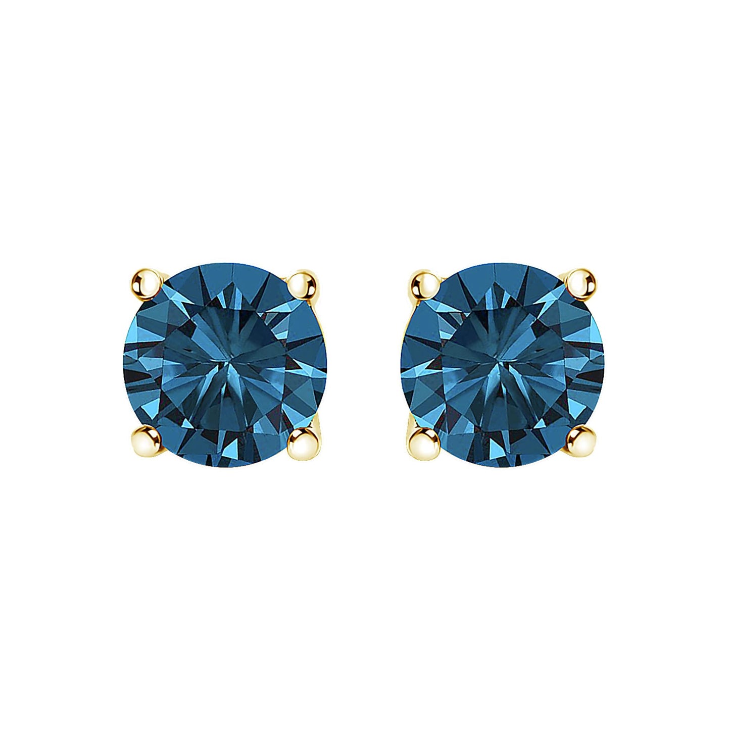 14K Gold Blue Lab Grown Diamond Stud Earrings with Screw Backs-4