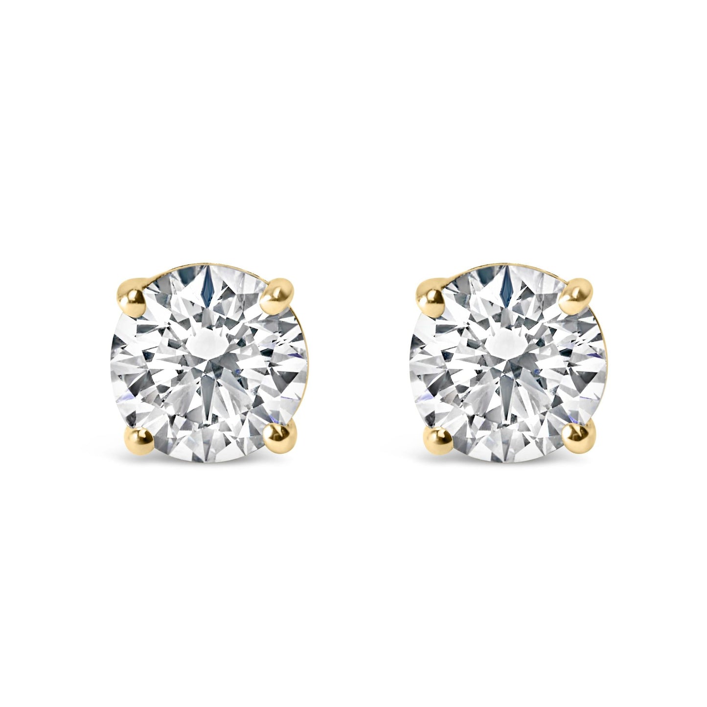 14K Gold 1.0 Carat Round Brilliant Cut Lab Grown Diamond 4-Prong Classic Solitaire Stud Earrings-0