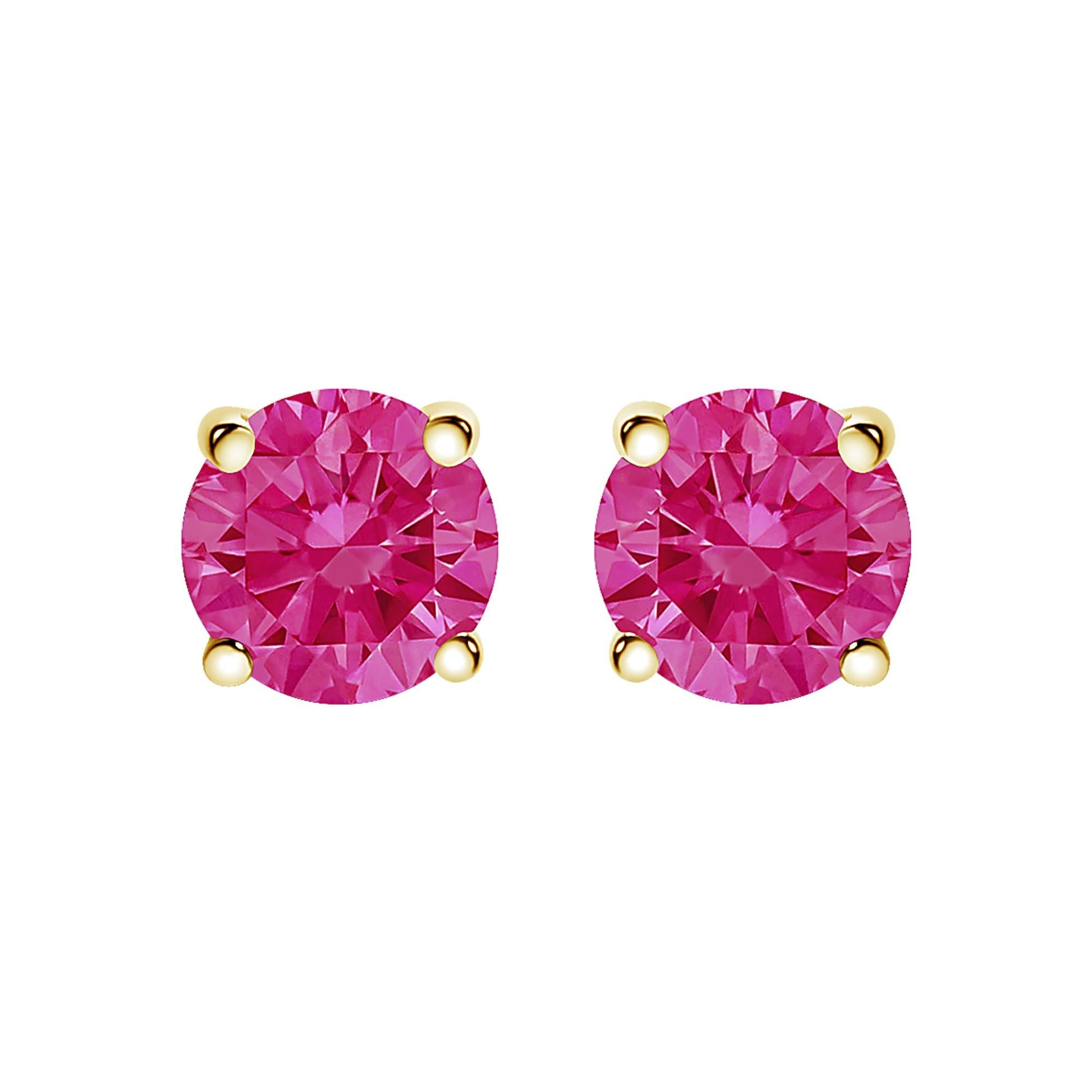 14K Yellow Gold 1.00 Cttw Round Brilliant Cut Lab Grown Pink Diamond 4-Prong Classic Solitaire Earrings (Pink Color, VVS2-VS1 Clarity)-1