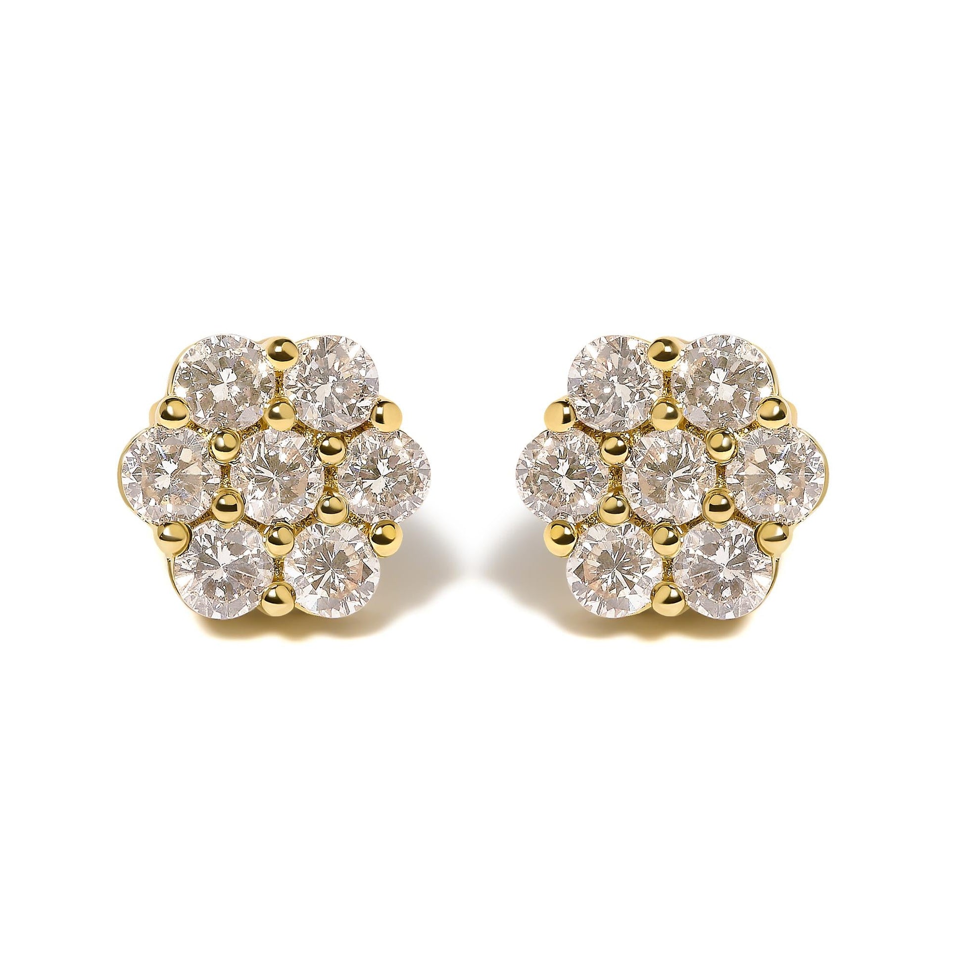 14K White Gold 3 cttw Prong Set Round-Cut Diamond Floral Cluster Stud Earring (I-J Color, SI1-SI2 Clarity)-0