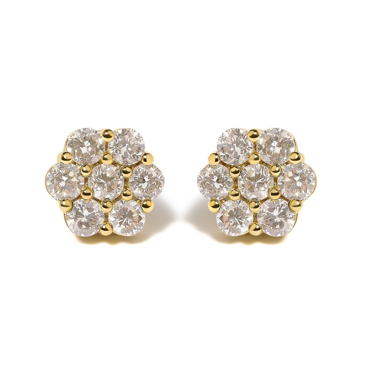 14K White Gold 3 cttw Prong Set Round-Cut Diamond Floral Cluster Stud Earring (I-J Color, SI1-SI2 Clarity)-0