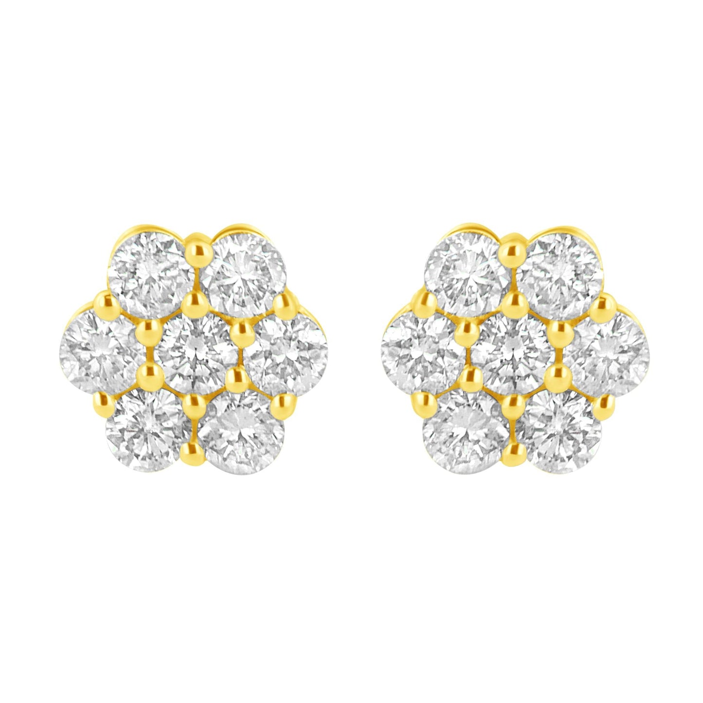 14K Yellow Gold 1.0 Cttw Diamond Flower Earring (J-K Color, I1-I2 Clarity)-0