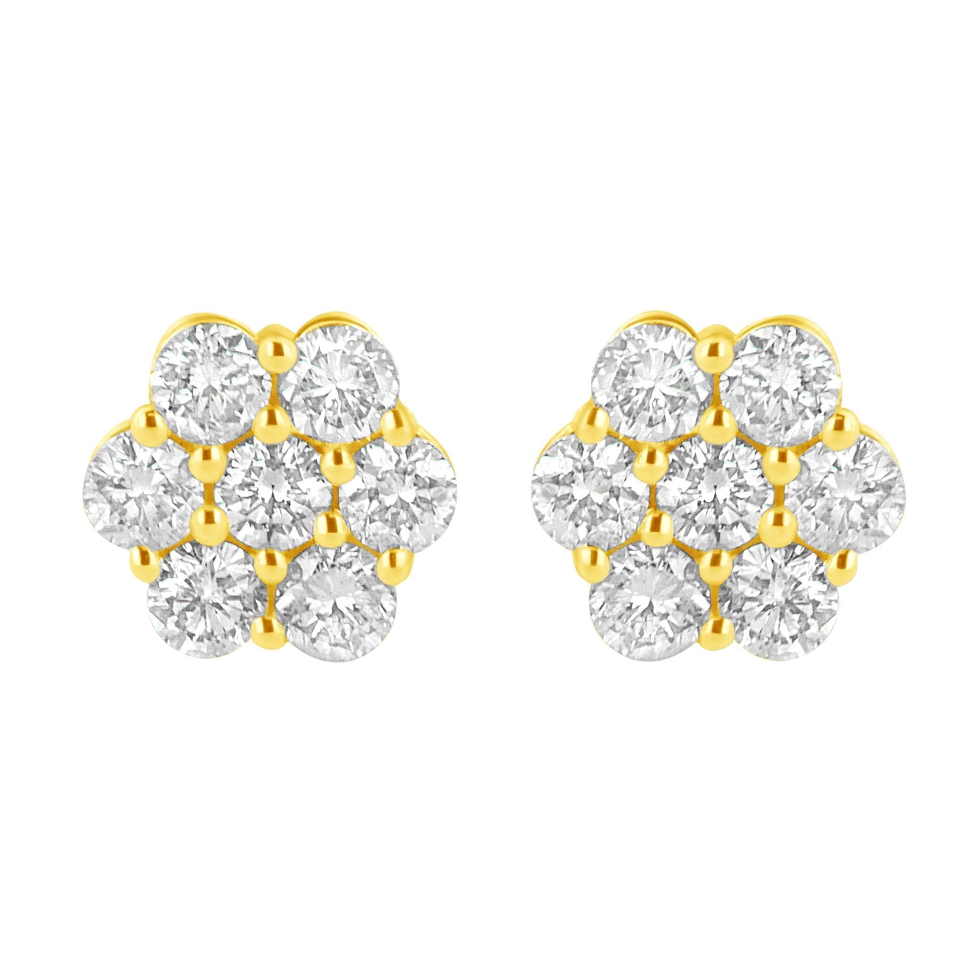 14K Yellow Gold 1.0 Cttw Diamond Flower Earring (J-K Color, I1-I2 Clarity)-0