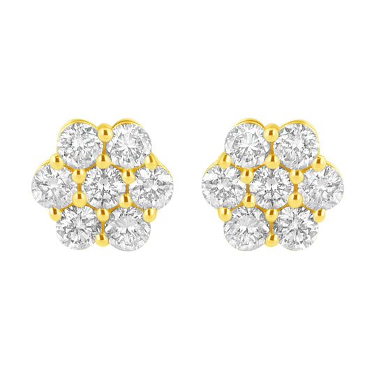 14K Yellow Gold 1.0 Cttw Diamond Flower Earring (J-K Color, I1-I2 Clarity)-0