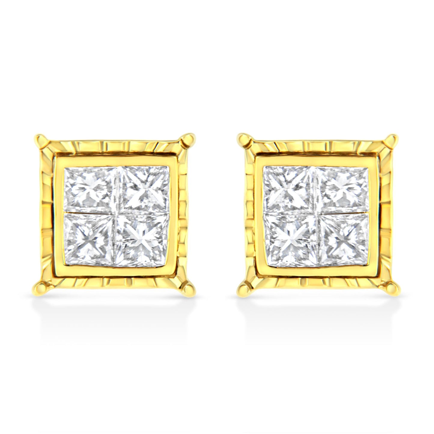 14K White Gold 1.0 Cttw 4-Prong Set Brilliant Round-Cut Solitaire Lab Grown Diamond Push Back Stud Earrings (E-F Color, VVS2-VS1 Clarity)-1