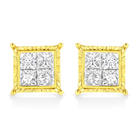 14K White Gold 1.0 Cttw 4-Prong Set Brilliant Round-Cut Solitaire Lab Grown Diamond Push Back Stud Earrings (E-F Color, VVS2-VS1 Clarity)-0