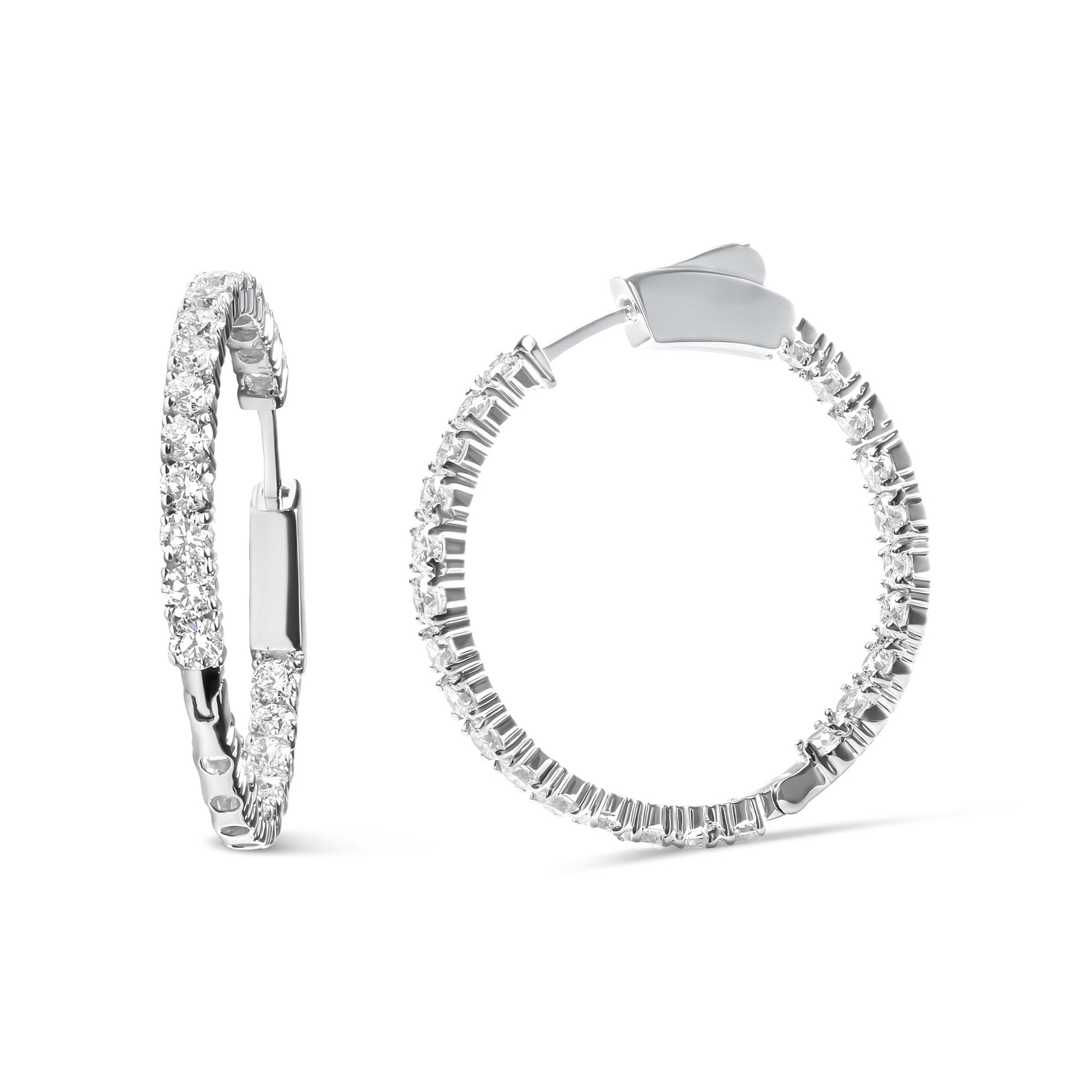 14K White Gold 3.00 Cttw Lab Grown Diamond Inside Out Hoop Earrings (F-G Color, VS1-VS2 Clarity)-3