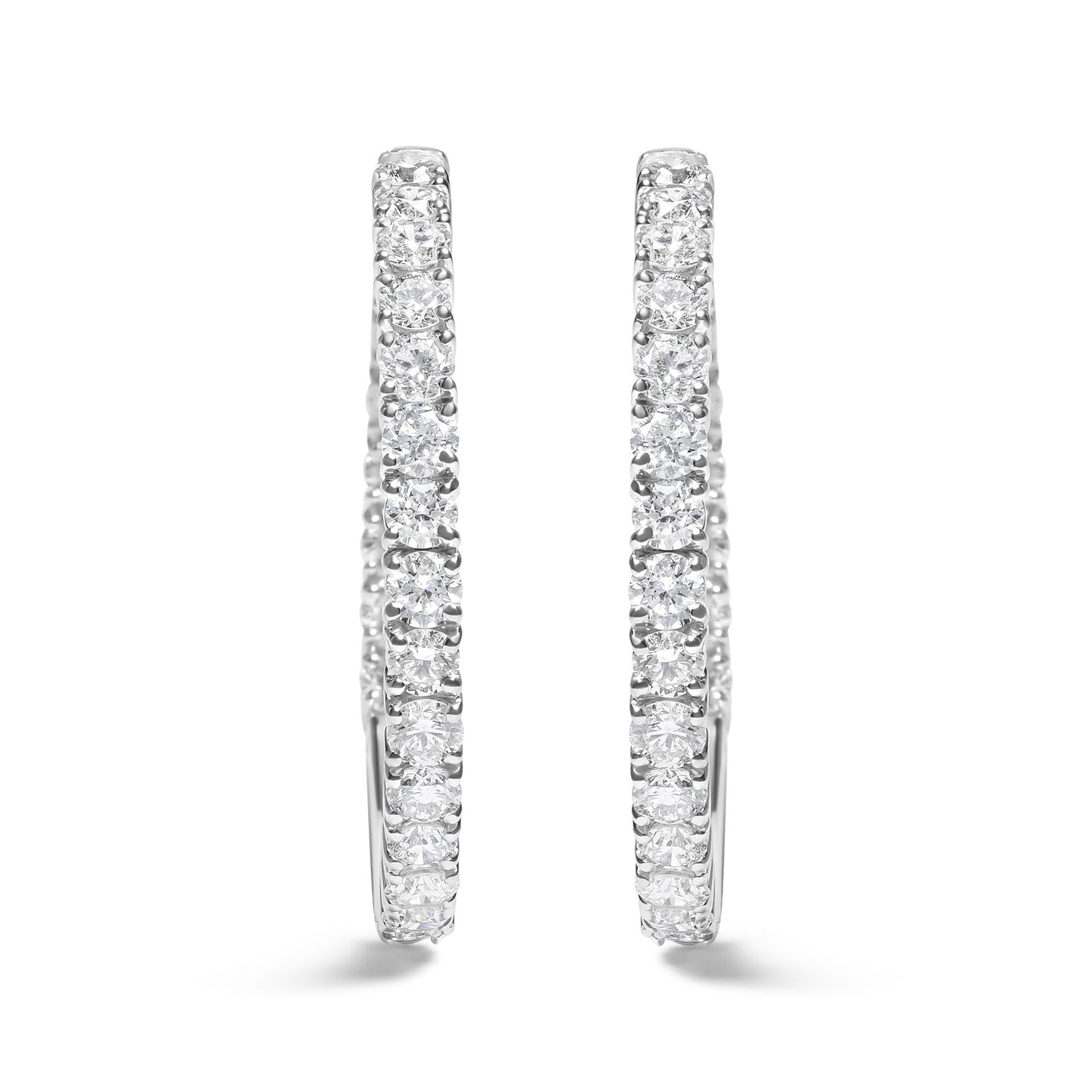 14K White Gold 5.00 Cttw Lab Grown Diamond Inside Out Hoop Earrings (F-G Color, VS1-VS2 Clarity)-0