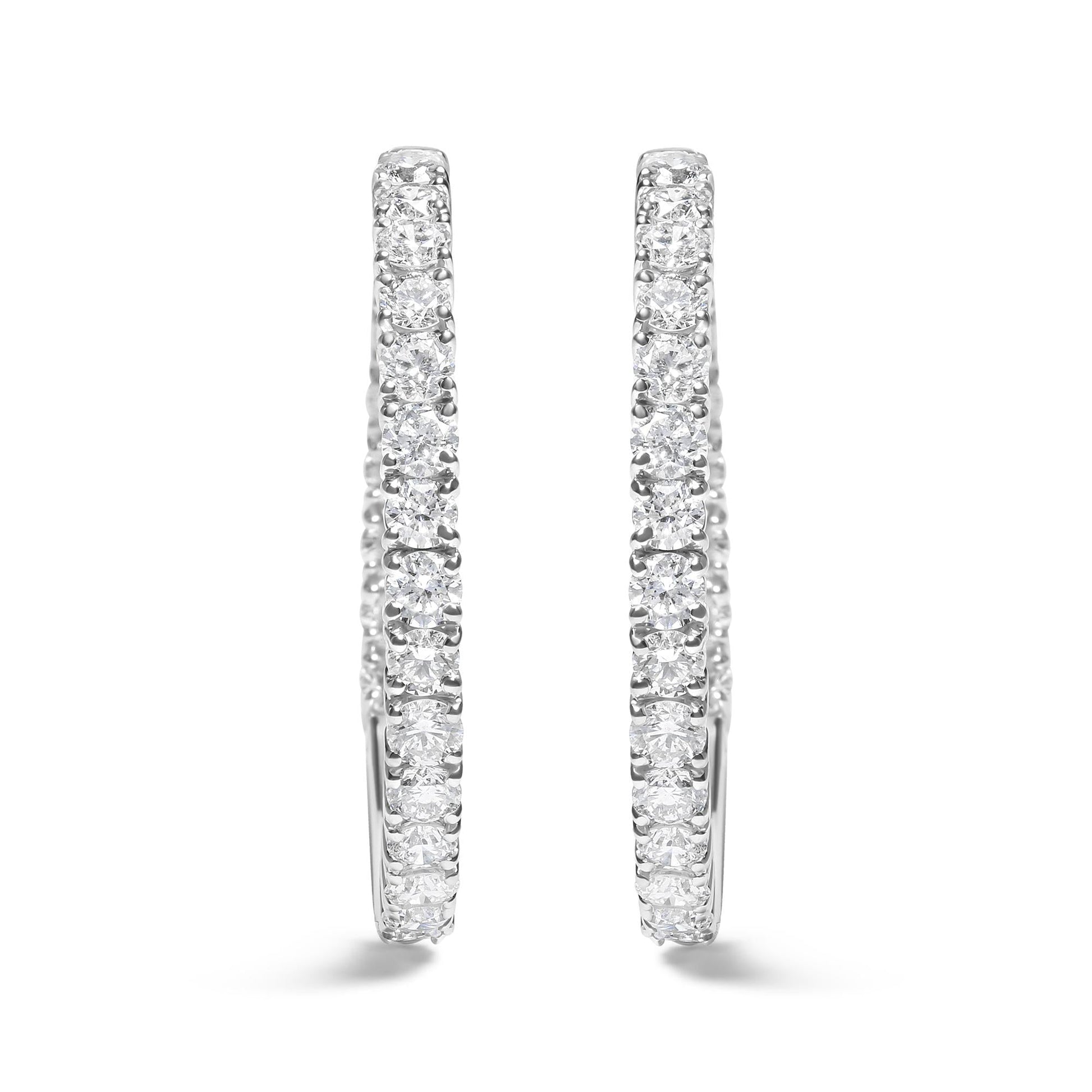 14K White Gold 5.00 Cttw Lab Grown Diamond Inside Out Hoop Earrings (F-G Color, VS1-VS2 Clarity)-0
