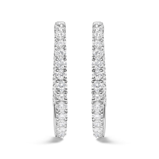 14K White Gold 5.00 Cttw Lab Grown Diamond Inside Out Hoop Earrings (F-G Color, VS1-VS2 Clarity)-0