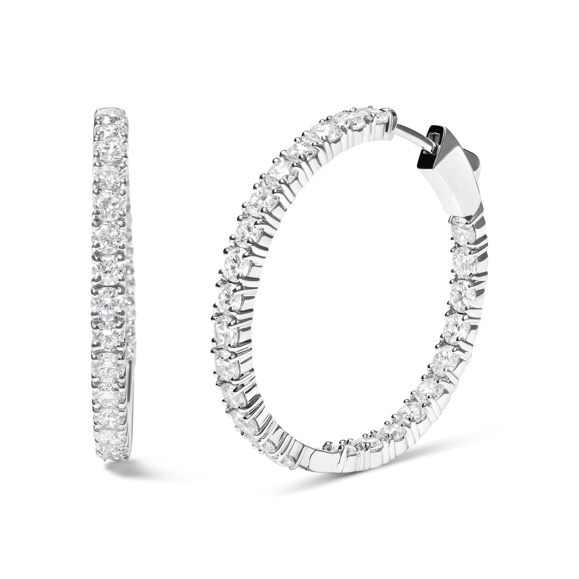 14K White Gold 5.00 Cttw Lab Grown Diamond Inside Out Hoop Earrings (F-G Color, VS1-VS2 Clarity)-1