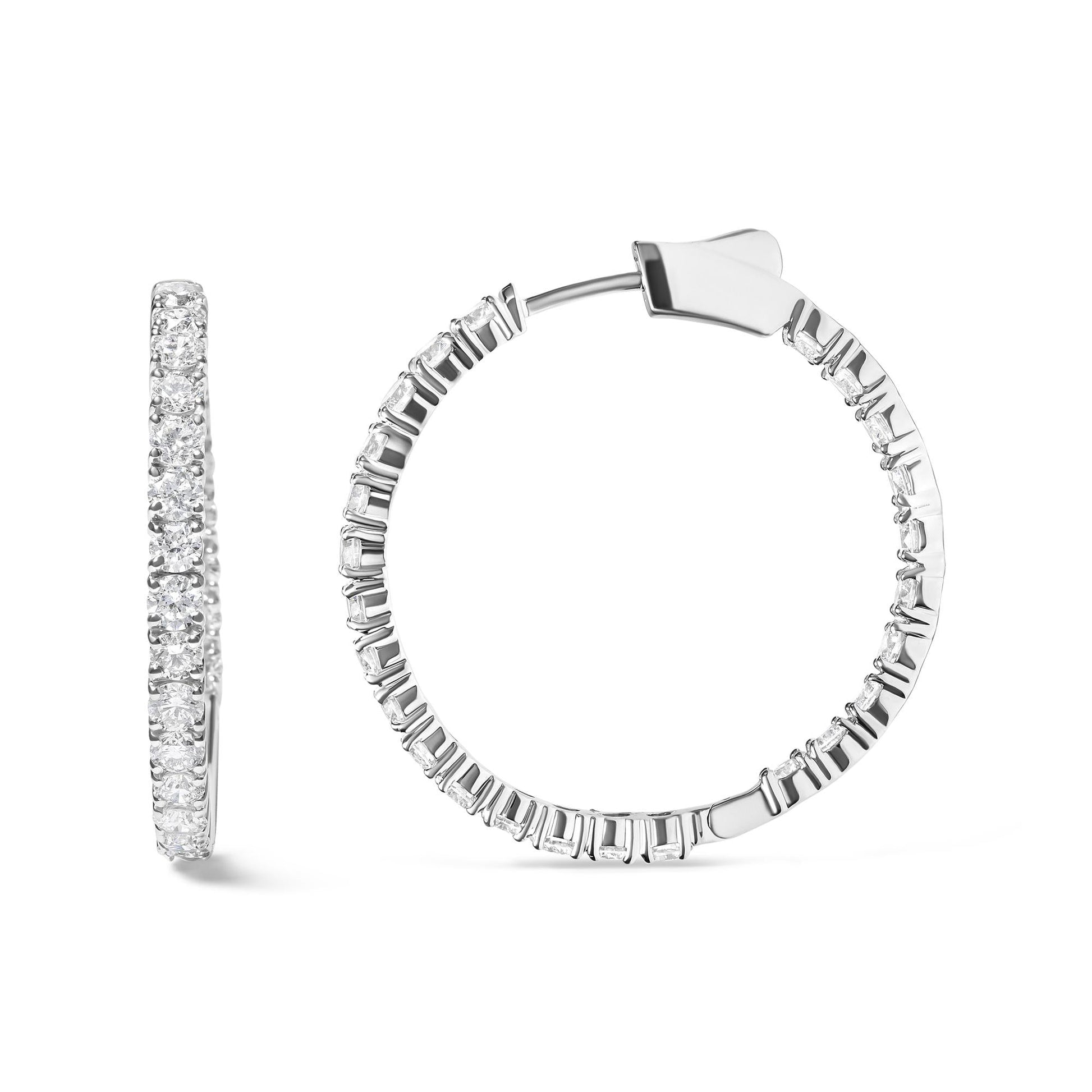 14K White Gold 5.00 Cttw Lab Grown Diamond Inside Out Hoop Earrings (F-G Color, VS1-VS2 Clarity)-3