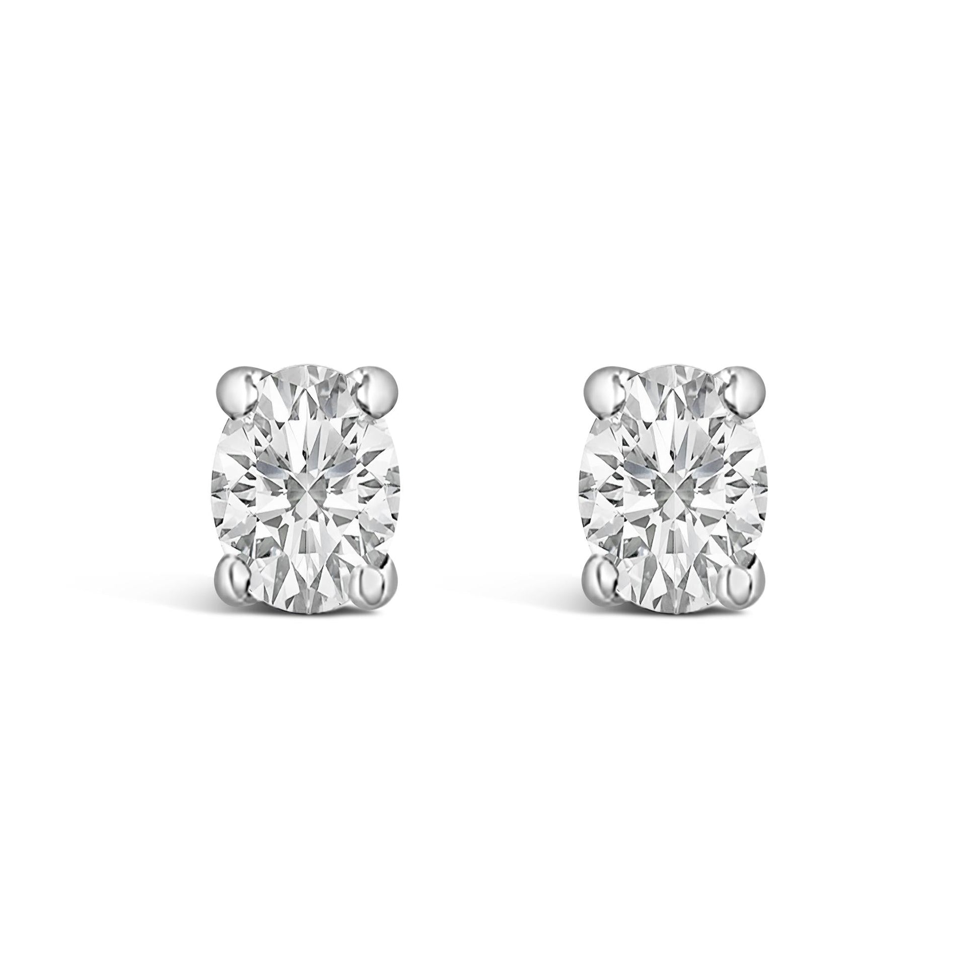 14K White Gold 1/4 Ctw Oval Lab-Grown Diamond Solitaire Stud Earrings-0
