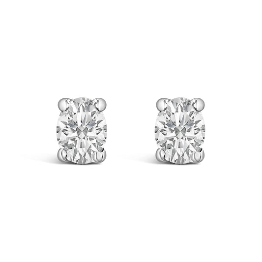 14K White Gold 1/4 Ctw Oval Lab-Grown Diamond Solitaire Stud Earrings-0