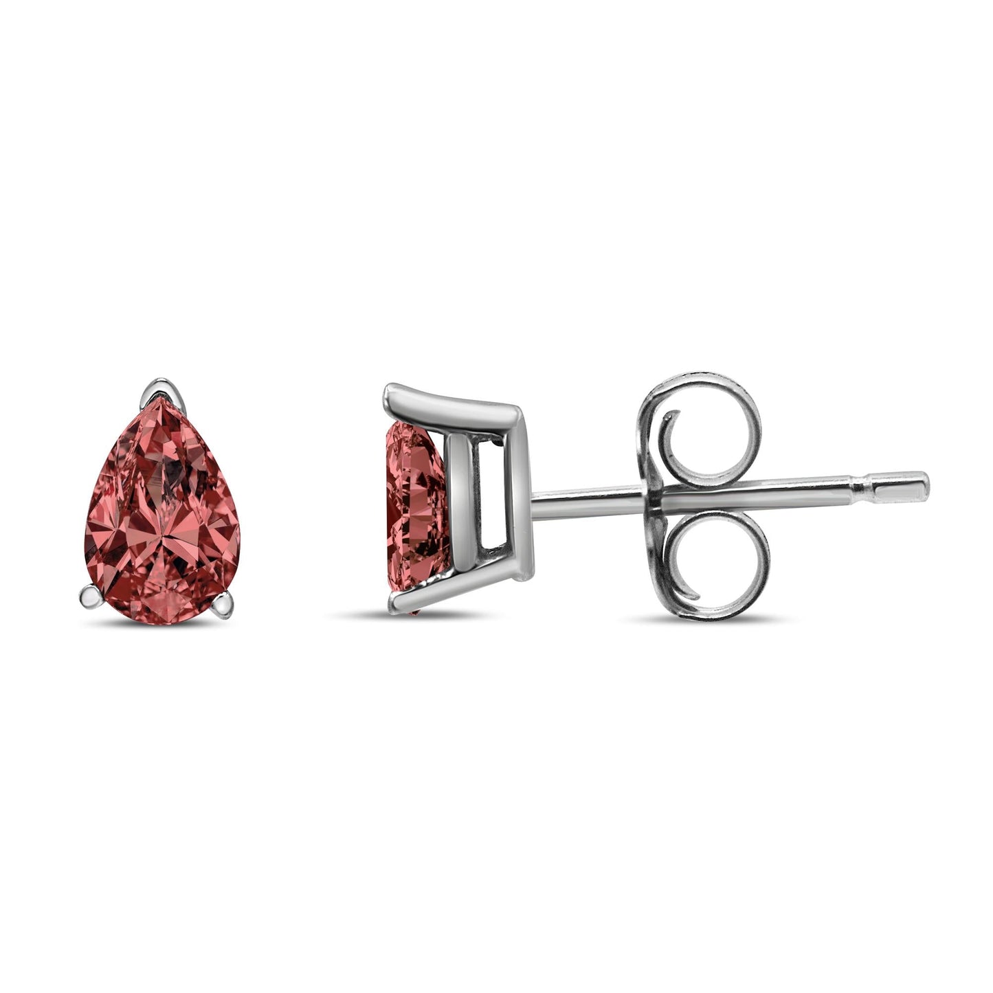 14K White Gold 1/2 Cttw Lab Grown Pink Pear Diamond 3 Prong Set Martini Solitaire Stud Earrings (Pink Color, VS2-SI1 Clarity)-3