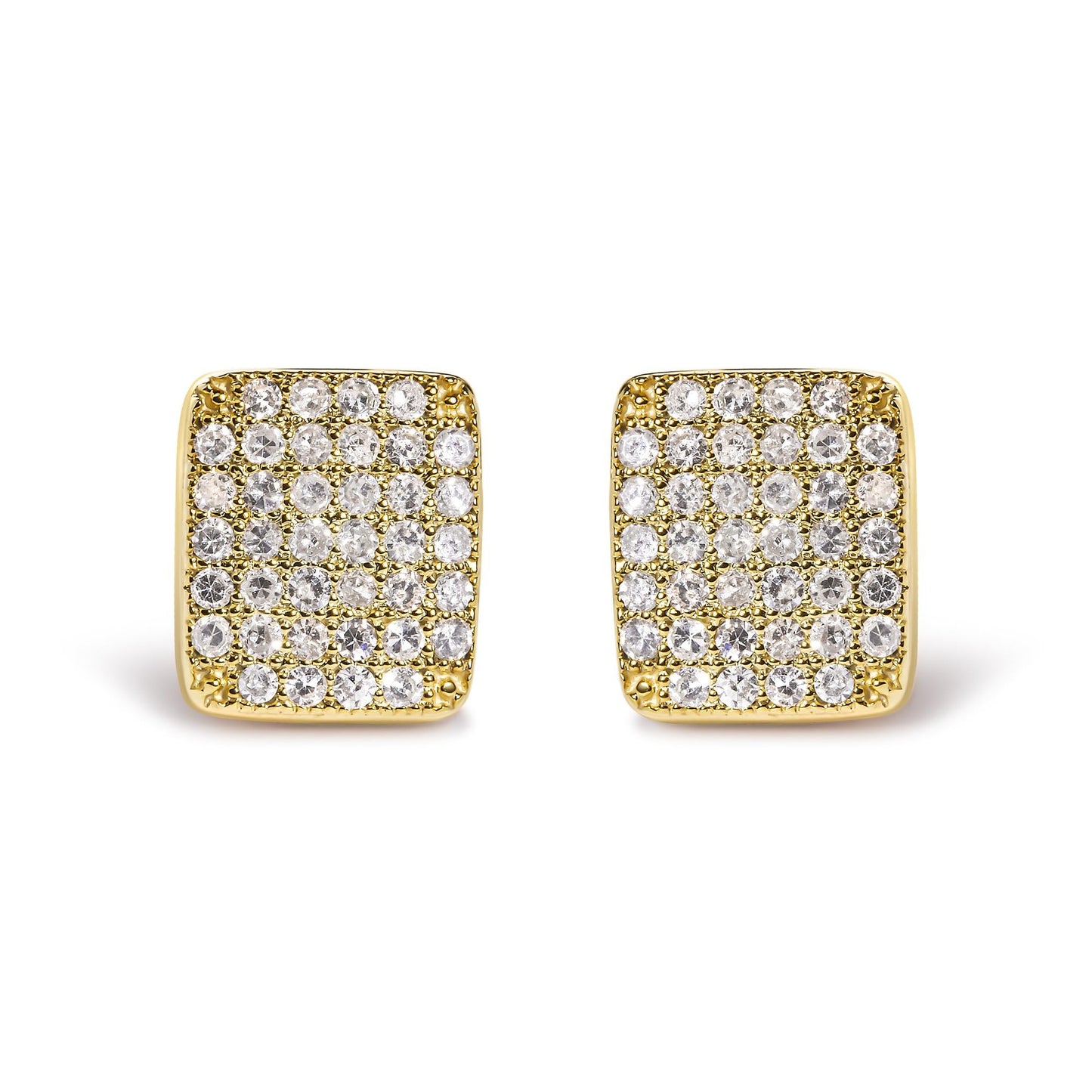 14K Yellow Gold 1/2 Cttw Diamond Square Shaped Composite Cluster Stud  Earrings (I-J Color, I1-I2 Clarity)-0