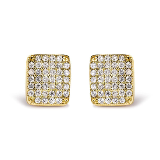 14K Yellow Gold 1/2 Cttw Diamond Square Shaped Composite Cluster Stud  Earrings (I-J Color, I1-I2 Clarity)-0