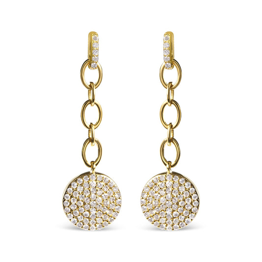 18K Yellow Gold Plated .925 Sterling Silver 1.0 Cttw Diamond Composite Cluster Dangle Chain Earrings (I-J Color, I1-I2 Clarity)-0