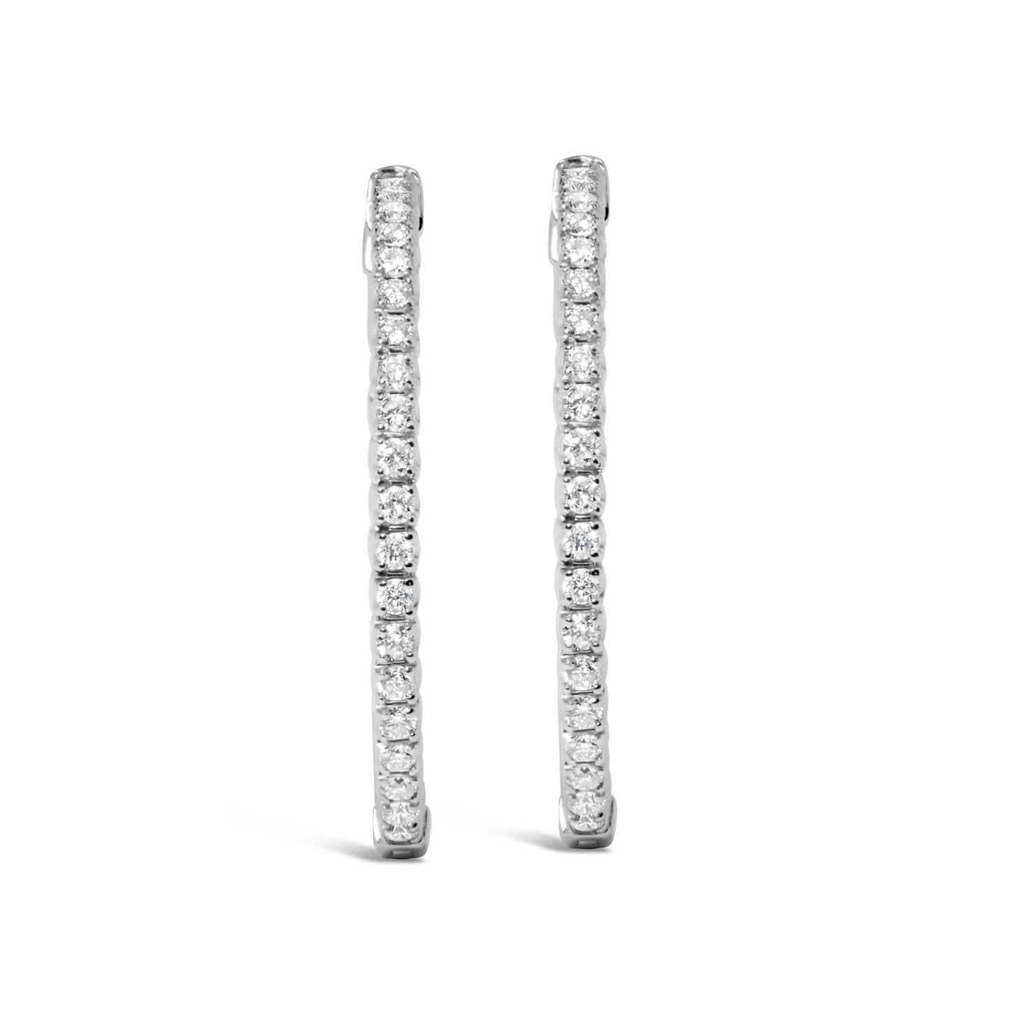 14K White Gold 1 3/4 Cttw Lab Grown Diamond Inside Out Hoop Earrings (G-H Color, VS2-SI1 Clarity)-3
