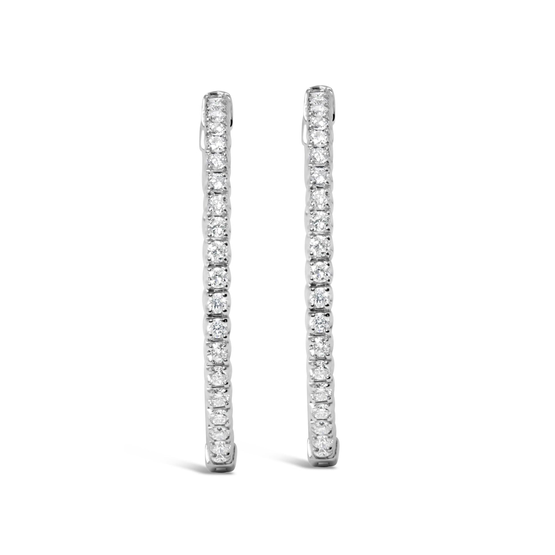 14K White Gold 1 3/4 Cttw Lab Grown Diamond Inside Out Hoop Earrings (G-H Color, VS2-SI1 Clarity)-3