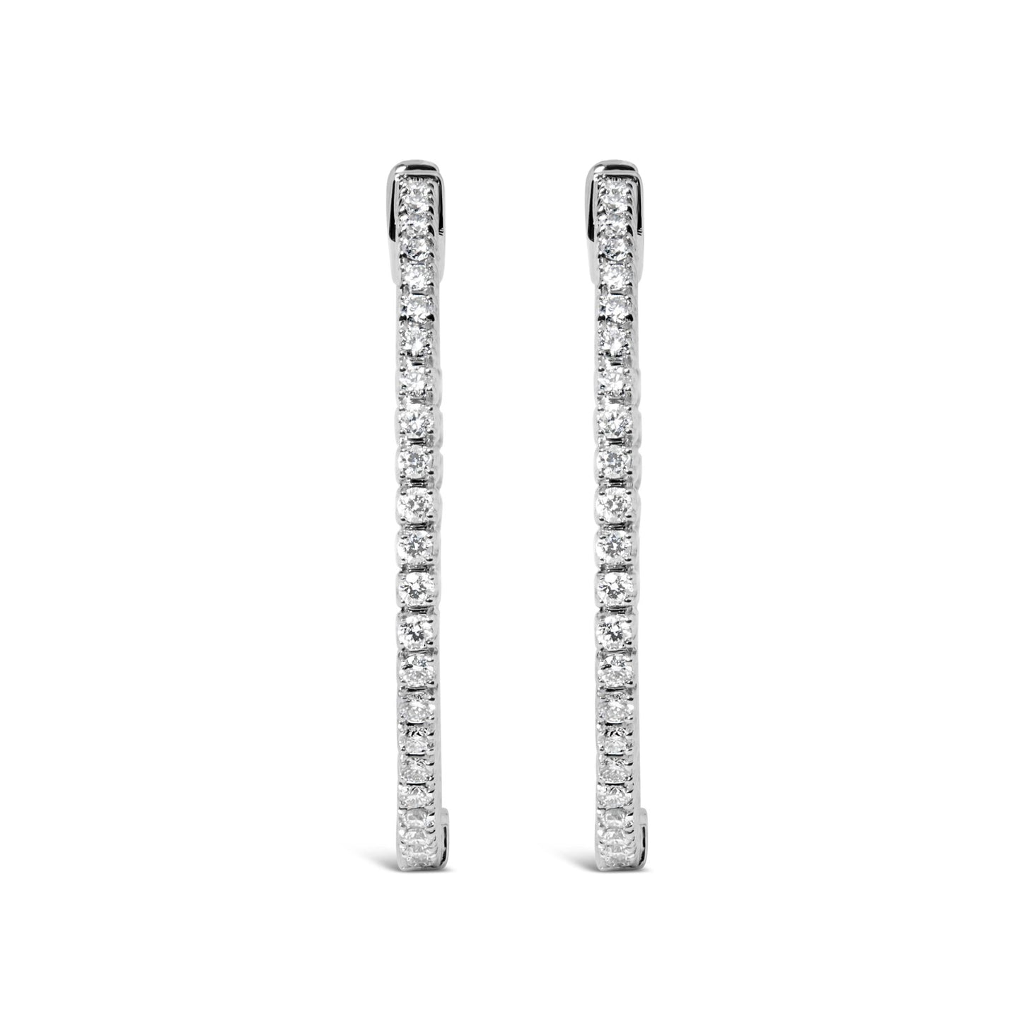 14K White Gold 1 1/2 Cttw Lab Grown Diamond Inside Out Hoop Earrings (G-H Color, VS2-SI1 Clarity)-3