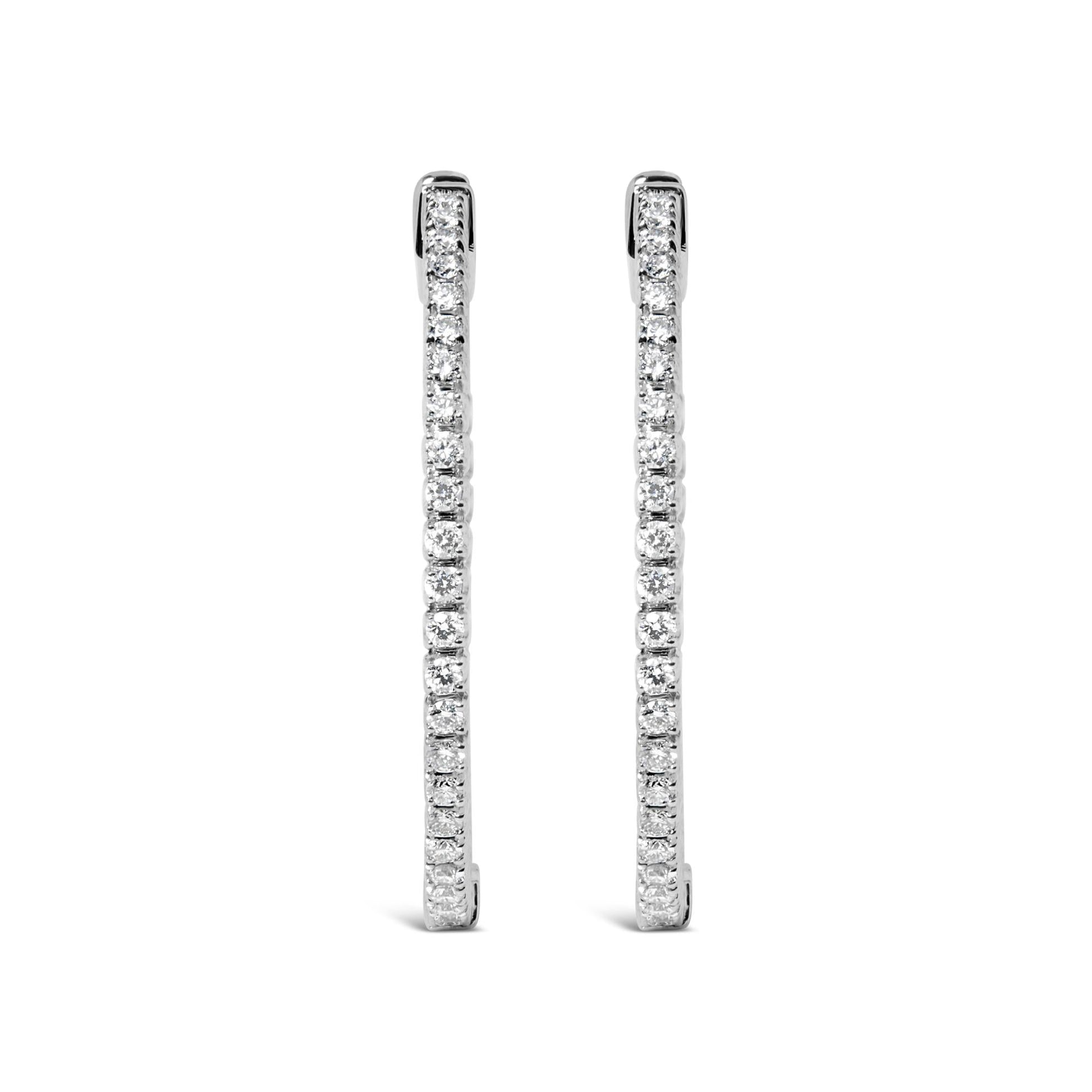 14K White Gold 1 1/2 Cttw Lab Grown Diamond Inside Out Hoop Earrings (G-H Color, VS2-SI1 Clarity)-3