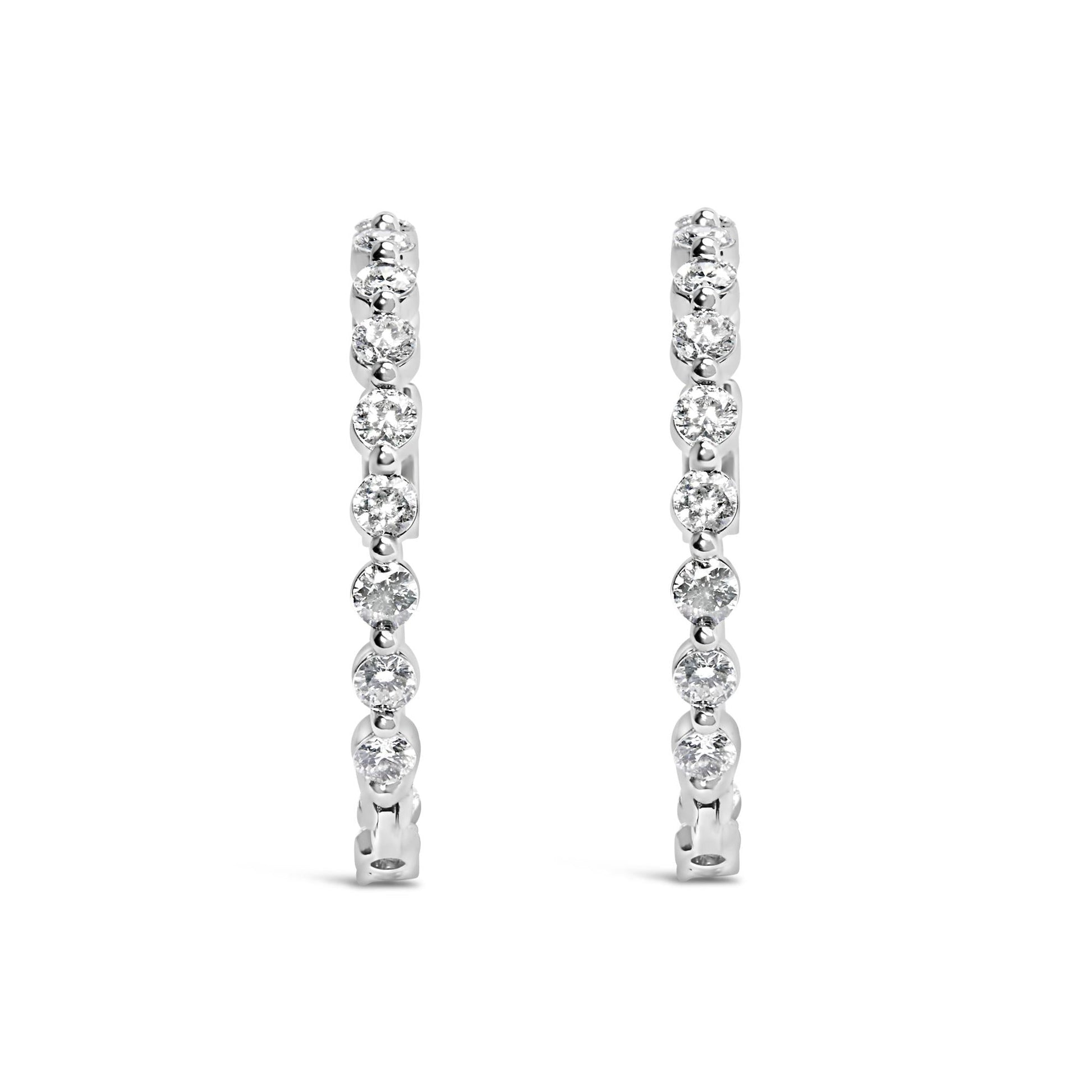 14K White Gold 5.00 Cttw Lab Grown Diamond Inside-Out Hoop Earring-1