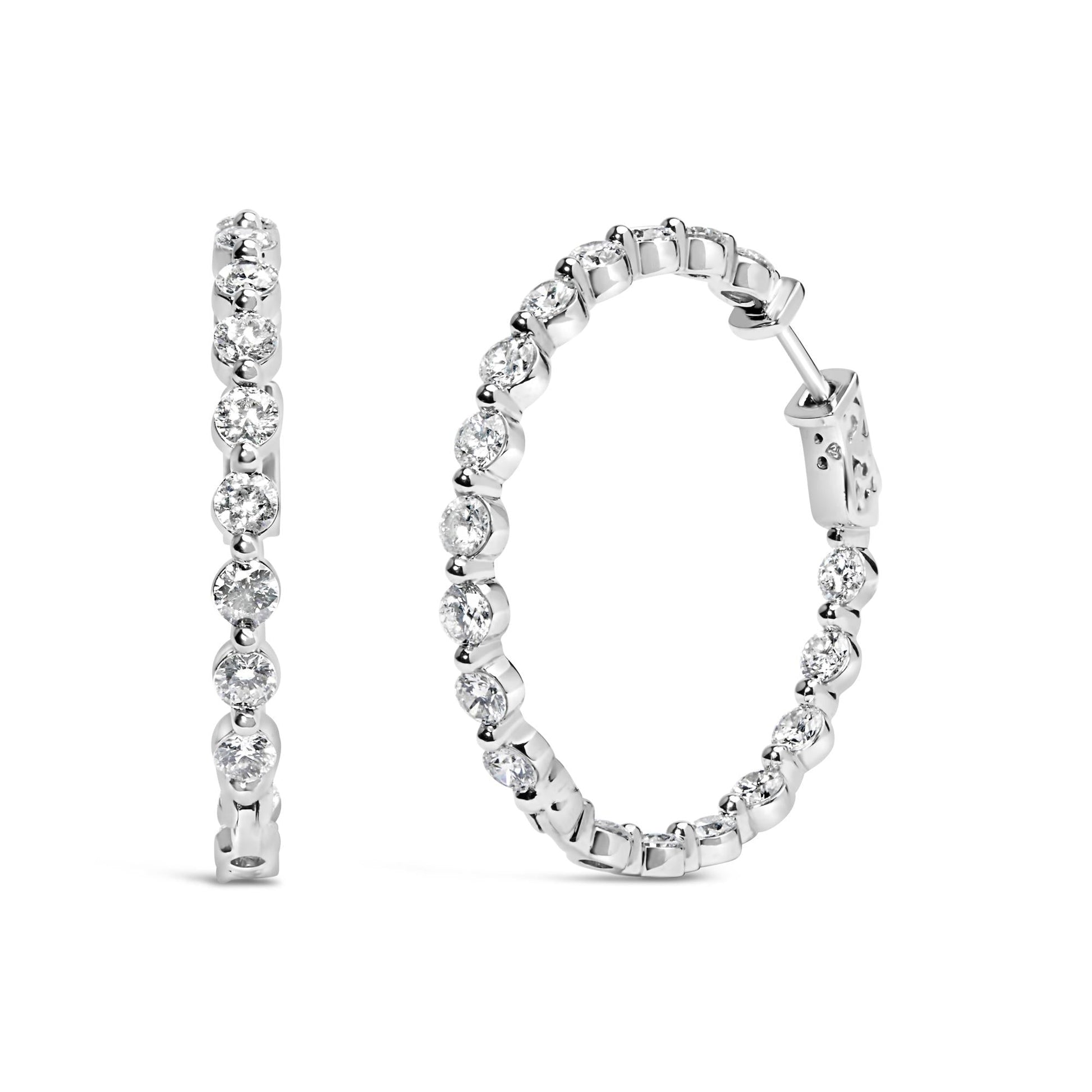 14K White Gold 5.00 Cttw Lab Grown Diamond Inside-Out Hoop Earring-0