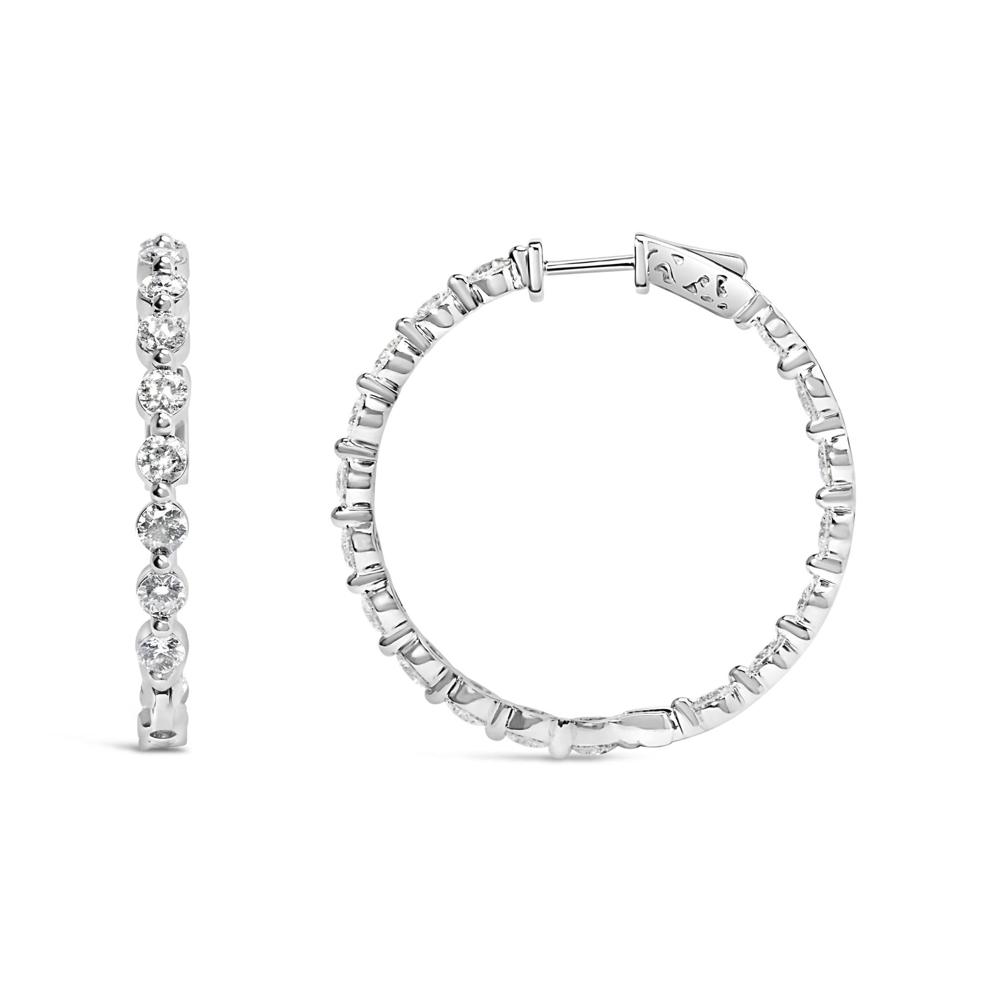 14K White Gold 5.00 Cttw Lab Grown Diamond Inside-Out Hoop Earring-3